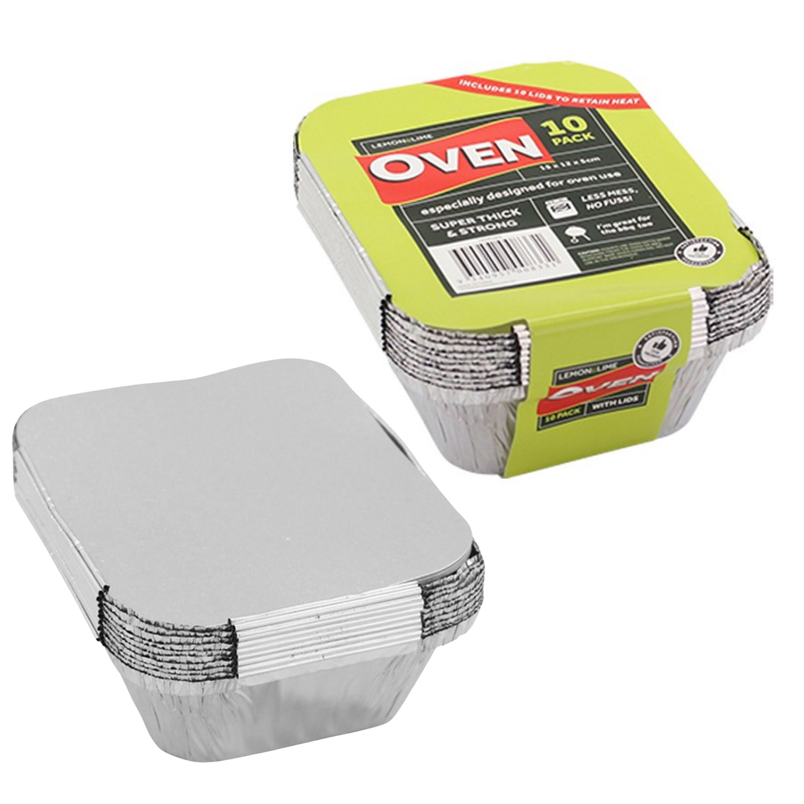 Small Foil Trays With Lids 15cm x 12cm x 4.5cm (Pack of 10)
