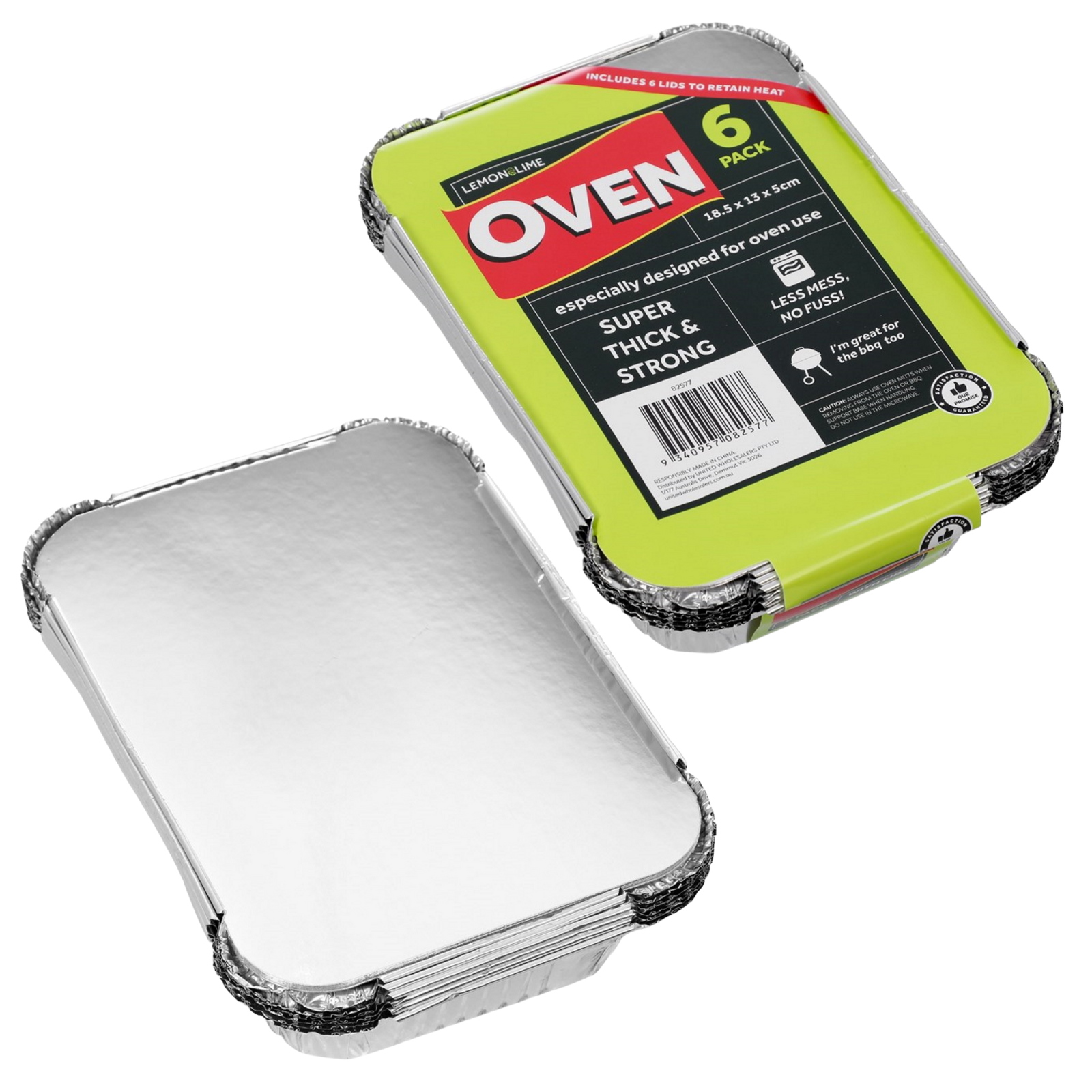 Foil Trays With Lids 18.5cm x 13cm x 5cm (Pack of 6)