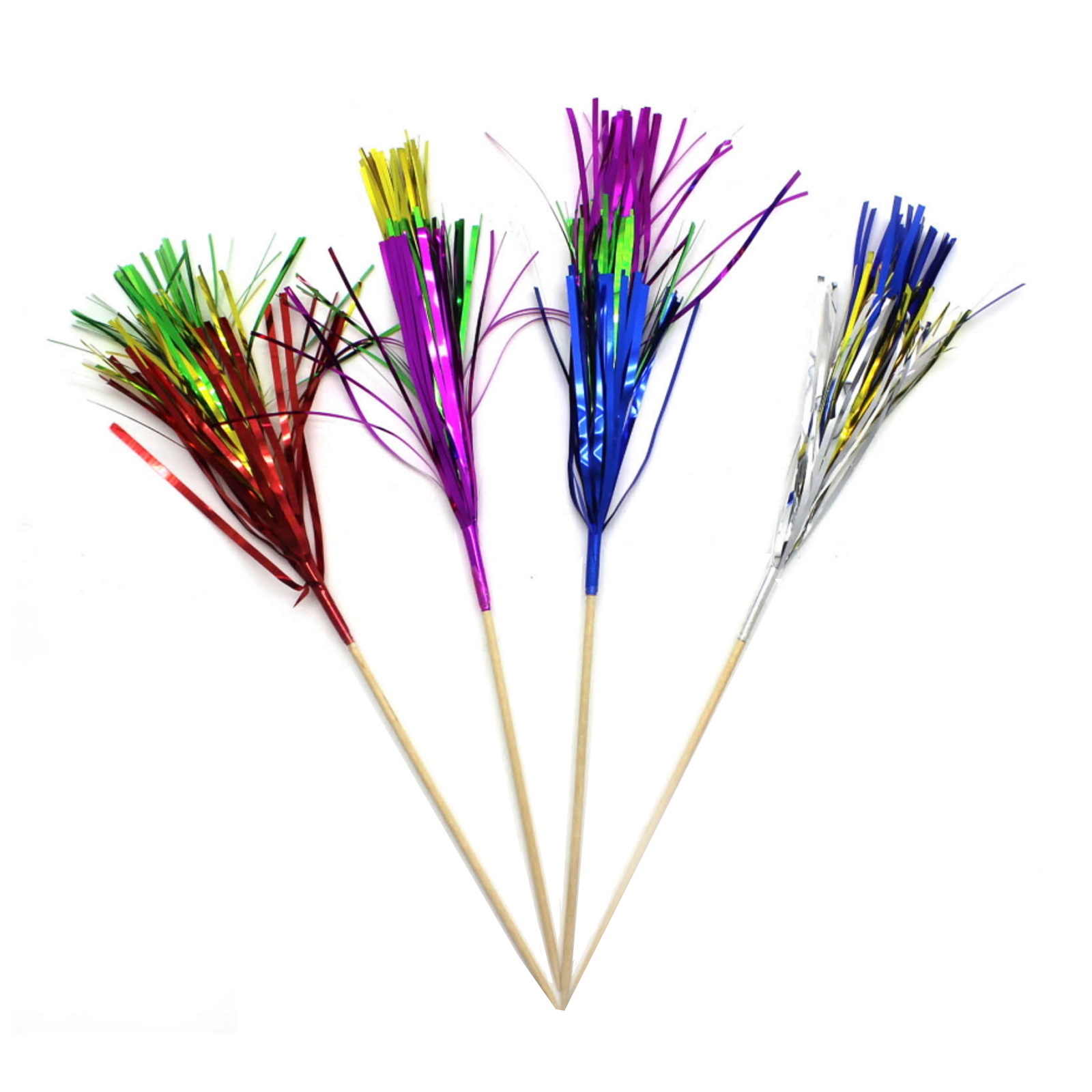 Assorted Coloured Tinsel Cake Toppers (Pack of 12)