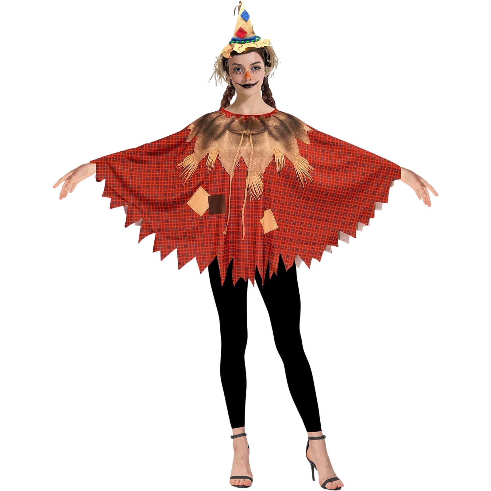 Adult Scarecrow Cape Poncho Costume One Size
