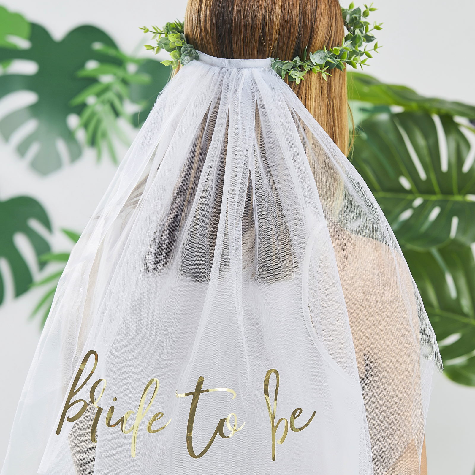 Ginger Ray Botanical Hen Eucalyptus Bride to Be Crown With Veil