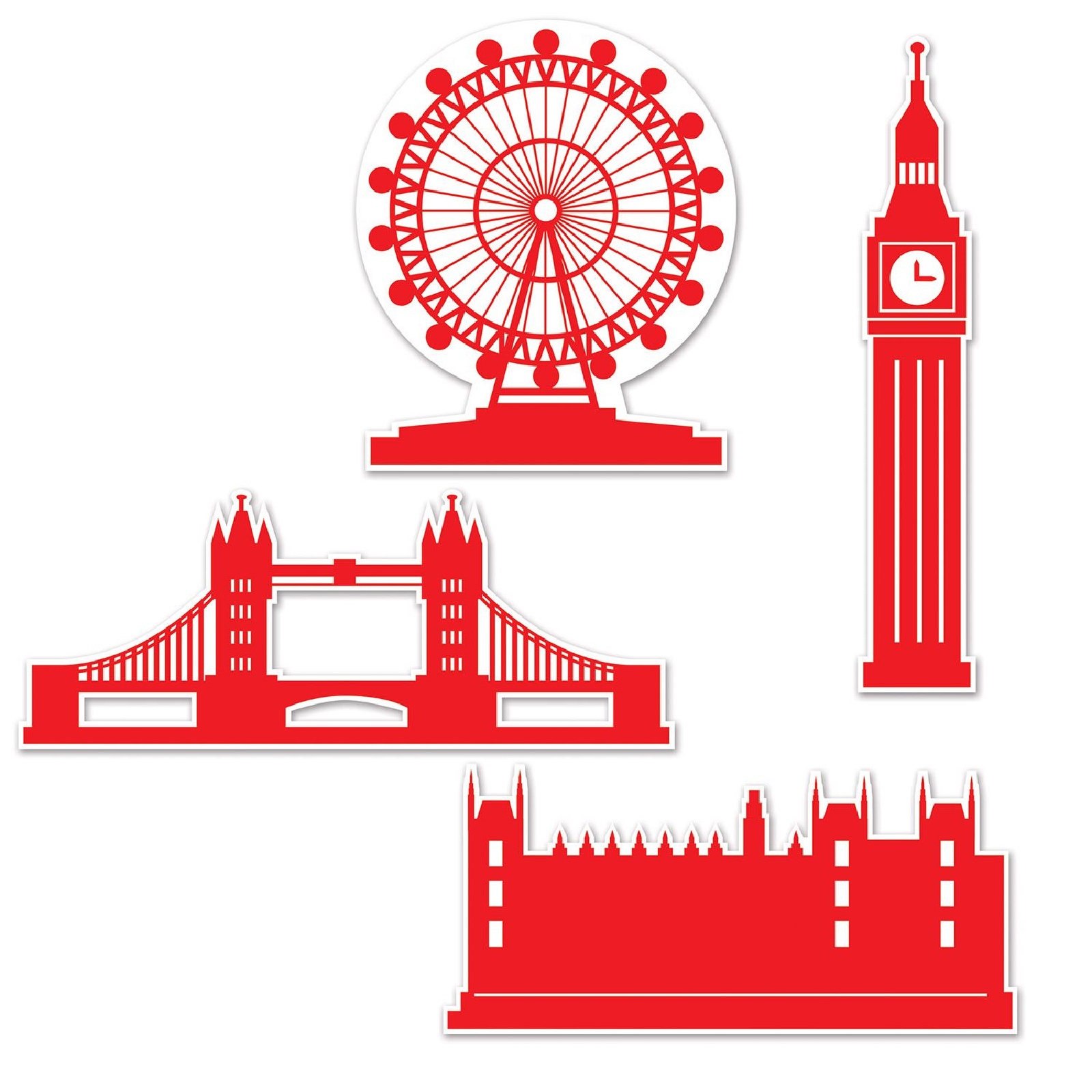 London Silhouette Cutout Wall Decorations (Pack of 4)