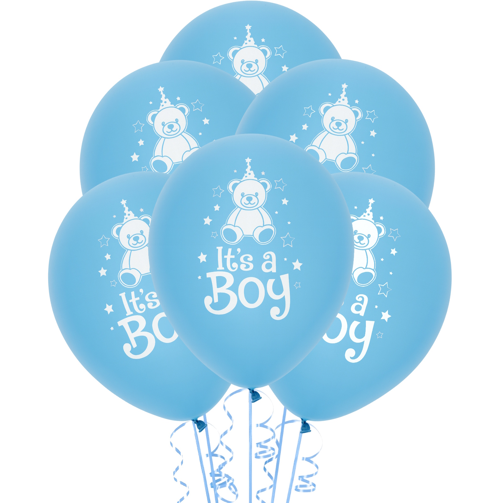 Teddy It's A Boy Baby Shower Pastel Balloons (Pack of 6)