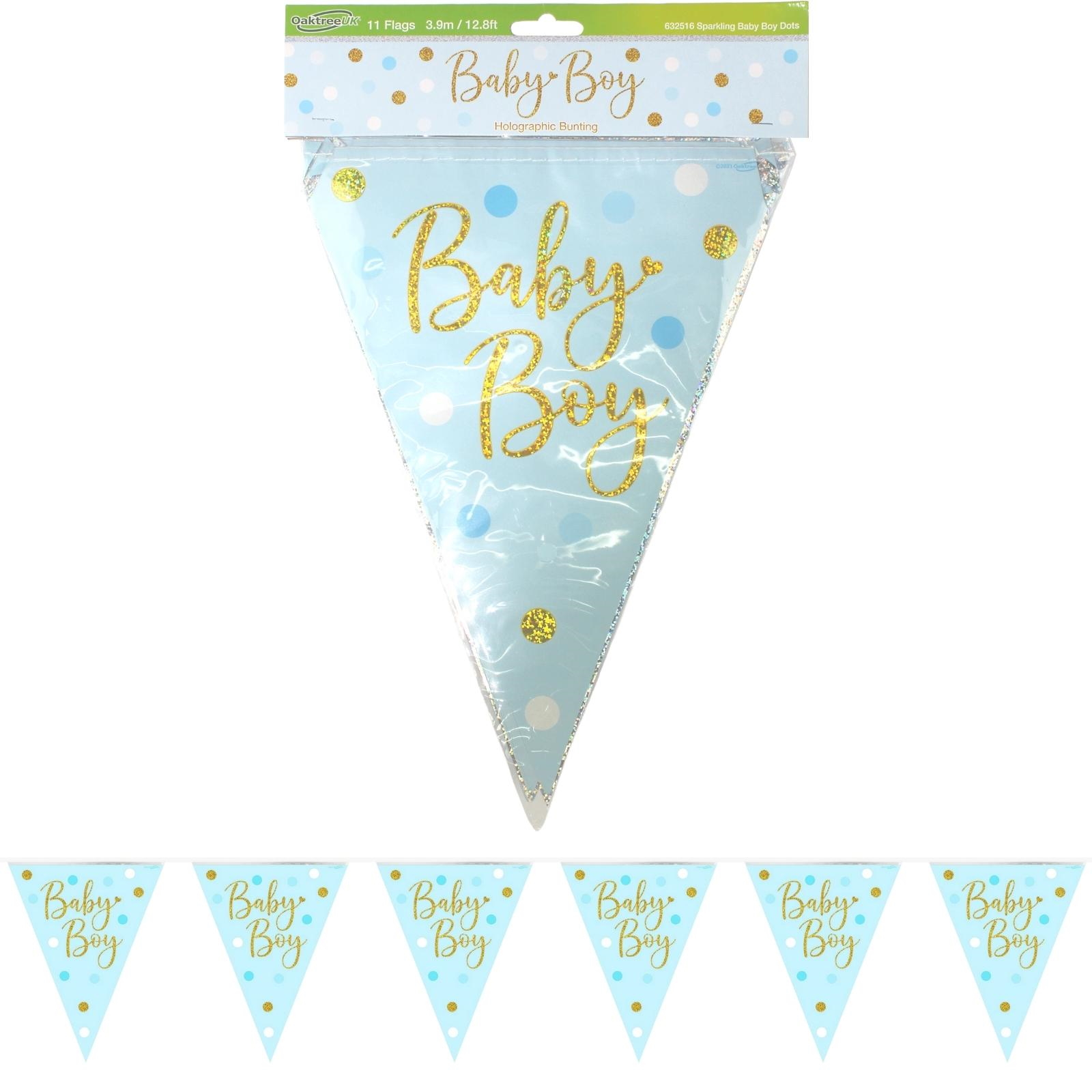 Baby Boy Sparkling Dots Flag Banner
