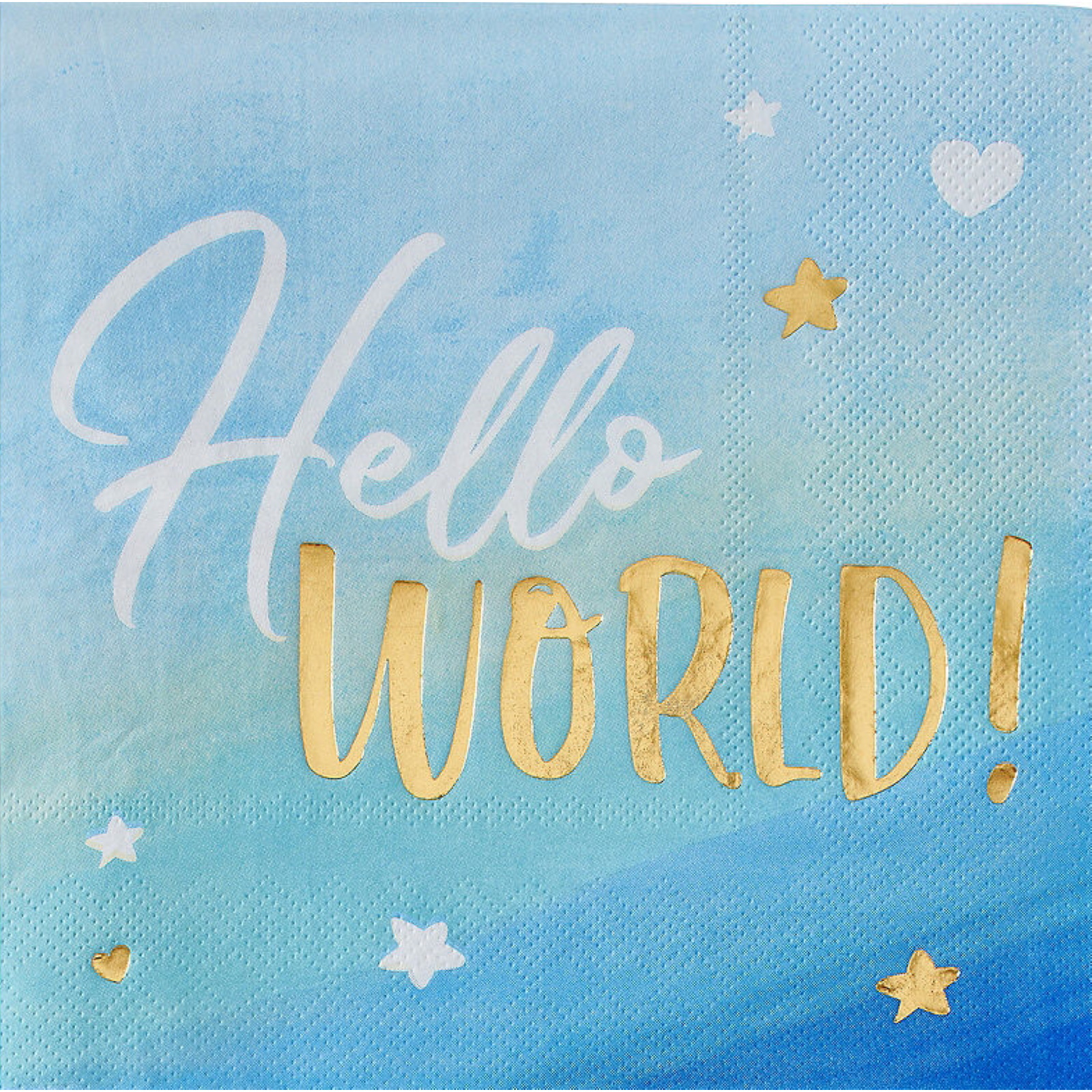 Baby Boy Hello World Large Napkins / Serviettes (Pack of 16)