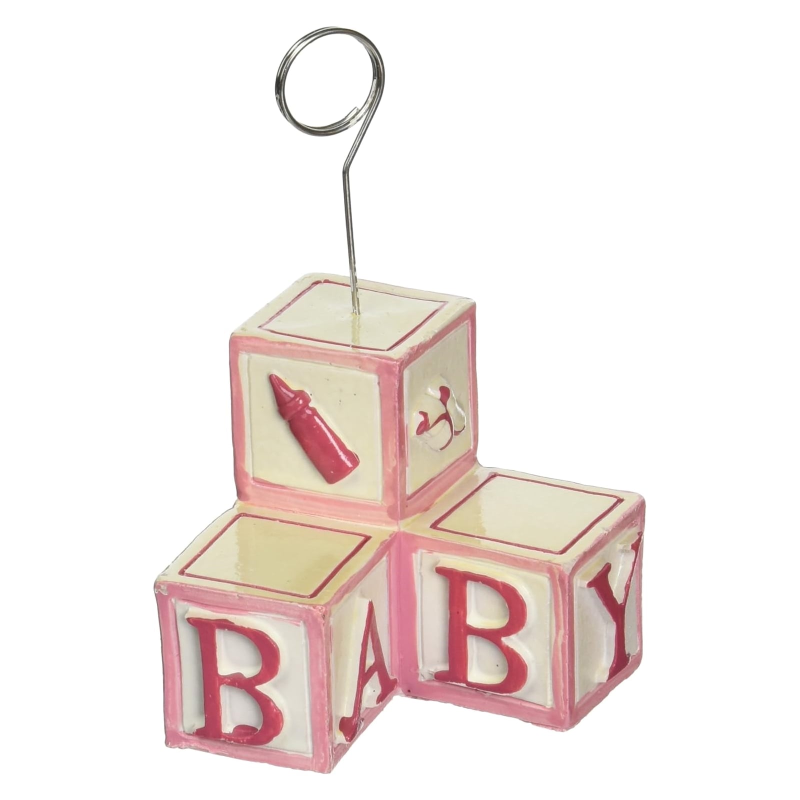 Pink Baby Blocks Photo Holder And Balloon Weight