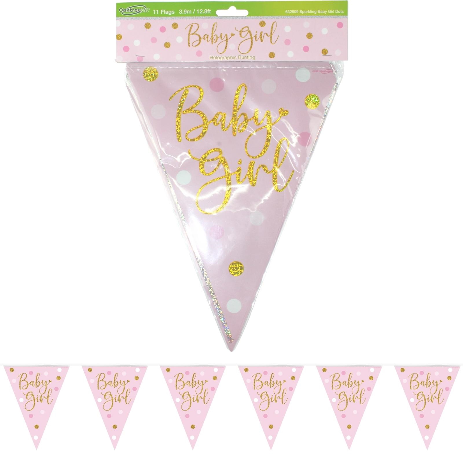 Baby Girl Sparkling Dots Flag Banner
