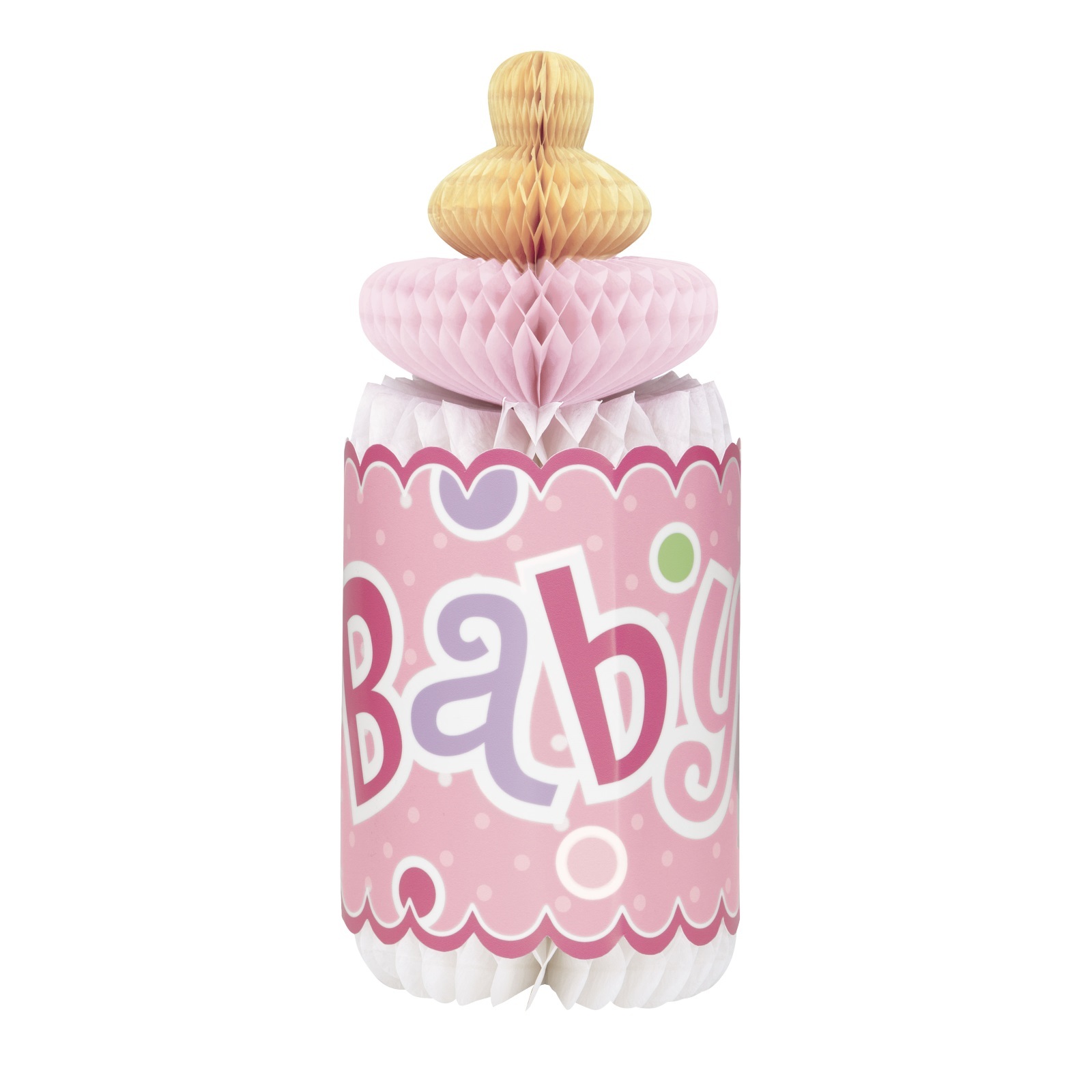 Pink Baby Bottle Honeycomb Centrepiece