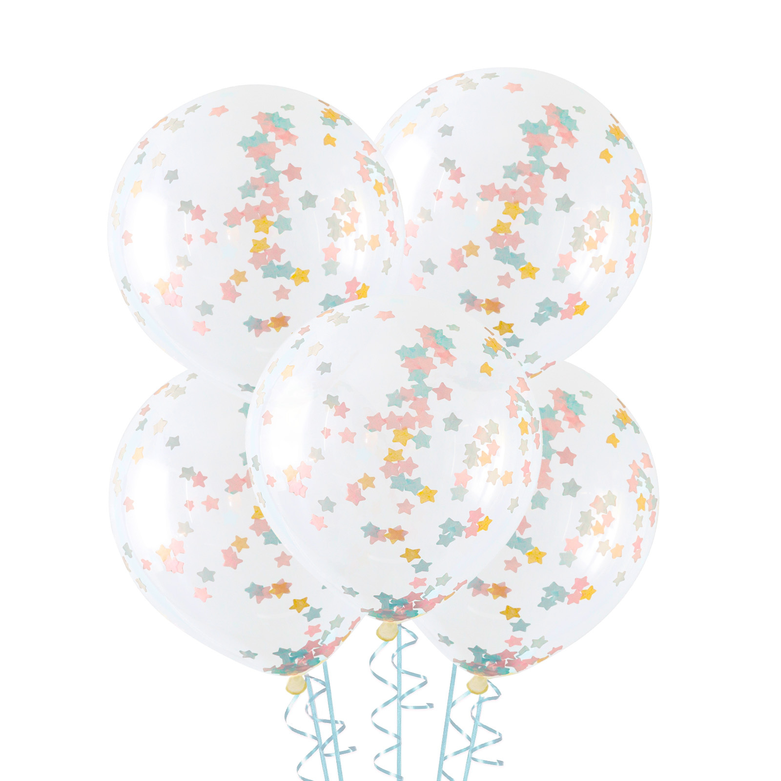 Pastel Star Pre-filled Confetti Balloons (Pack of 5)