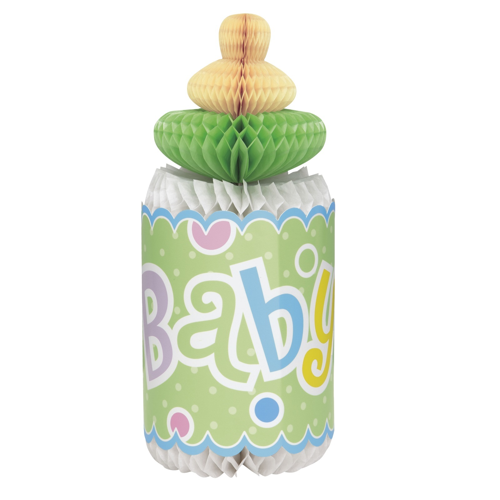 Green Baby Bottle Honeycomb Centrepiece