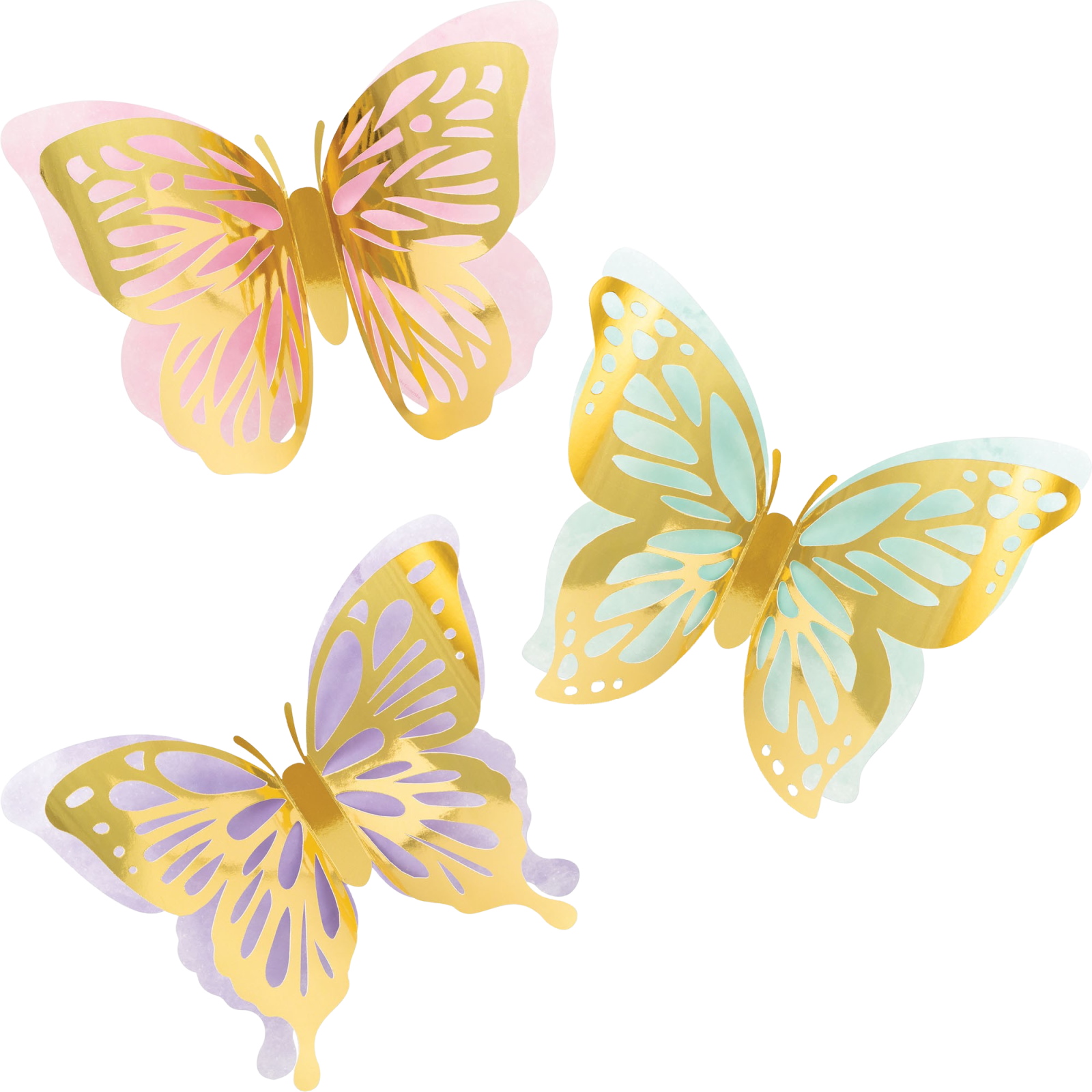 Butterfly Shimmer 3D Wall Decorations (Pack of 3)