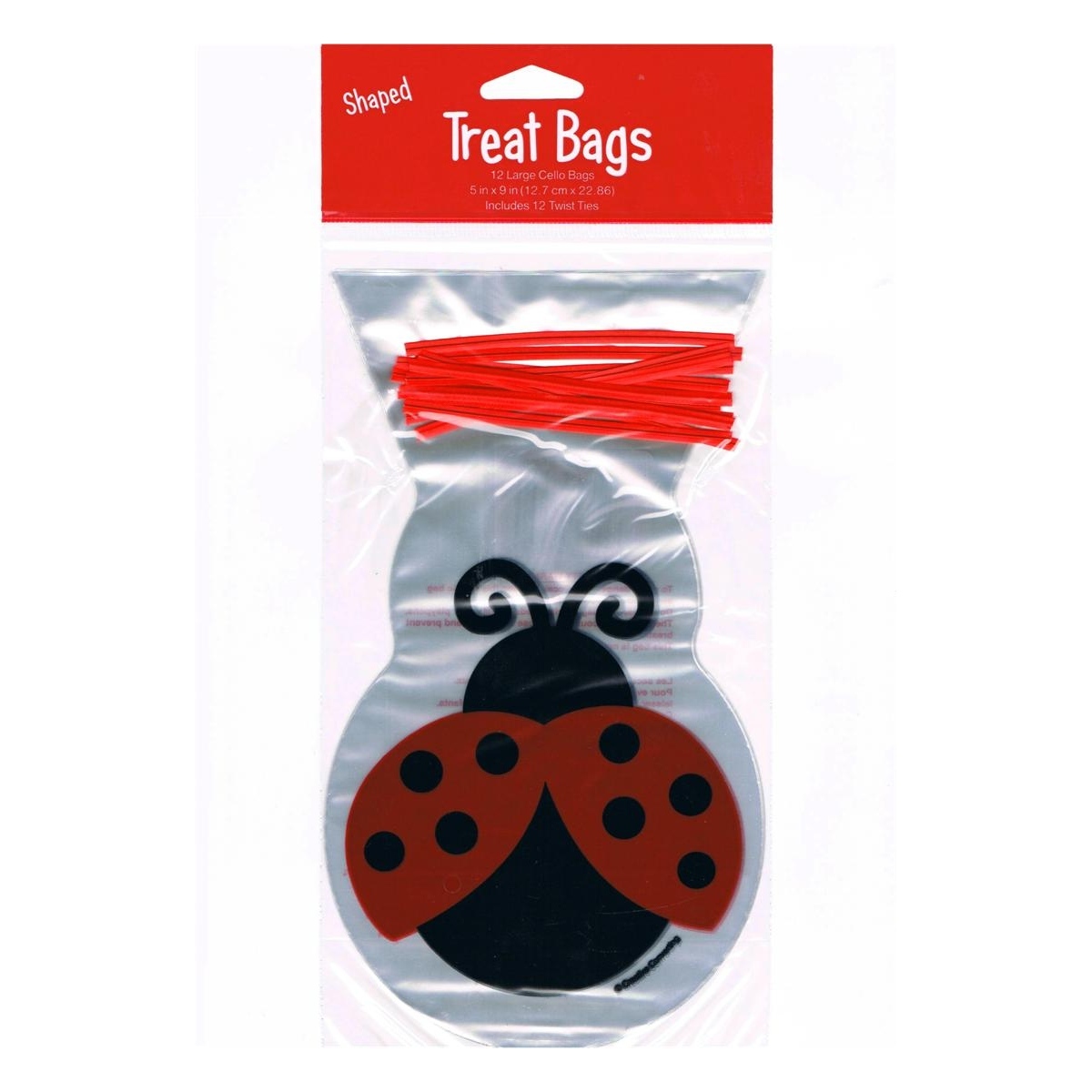 Ladybug Fancy Cellophane Treat Bags (Pack of 12)