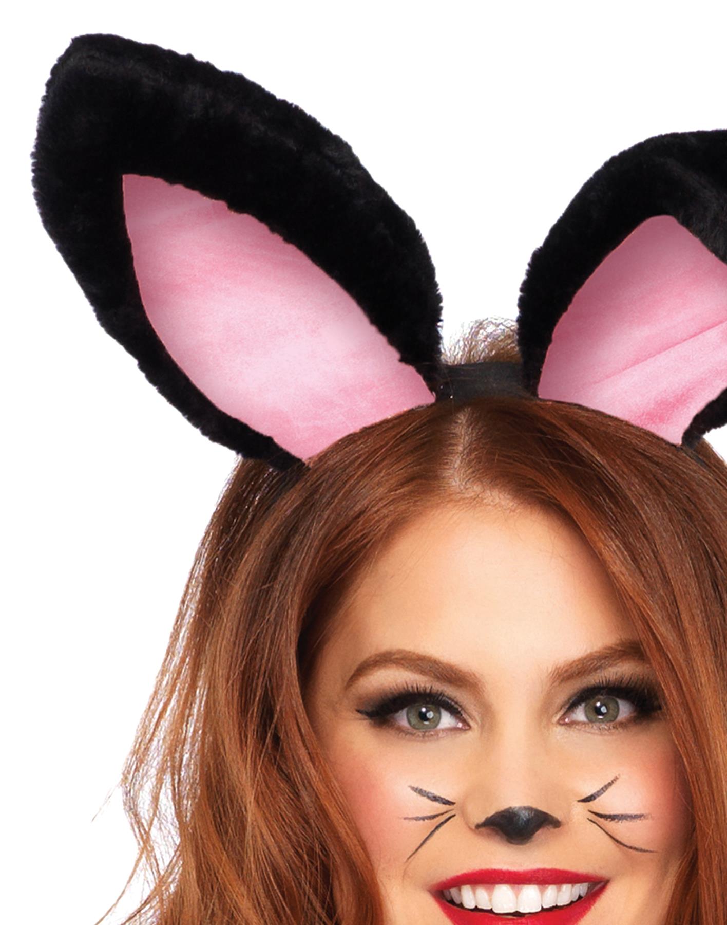 Bunny Ears Plush Black Easter Adult Costume Accessory