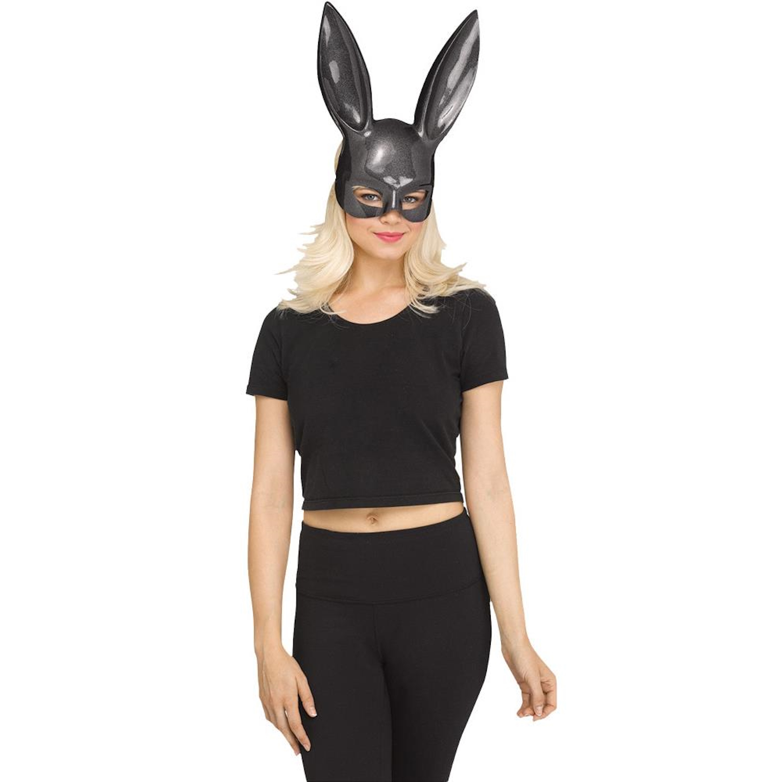 Black Glitter Bunny Adult Mask