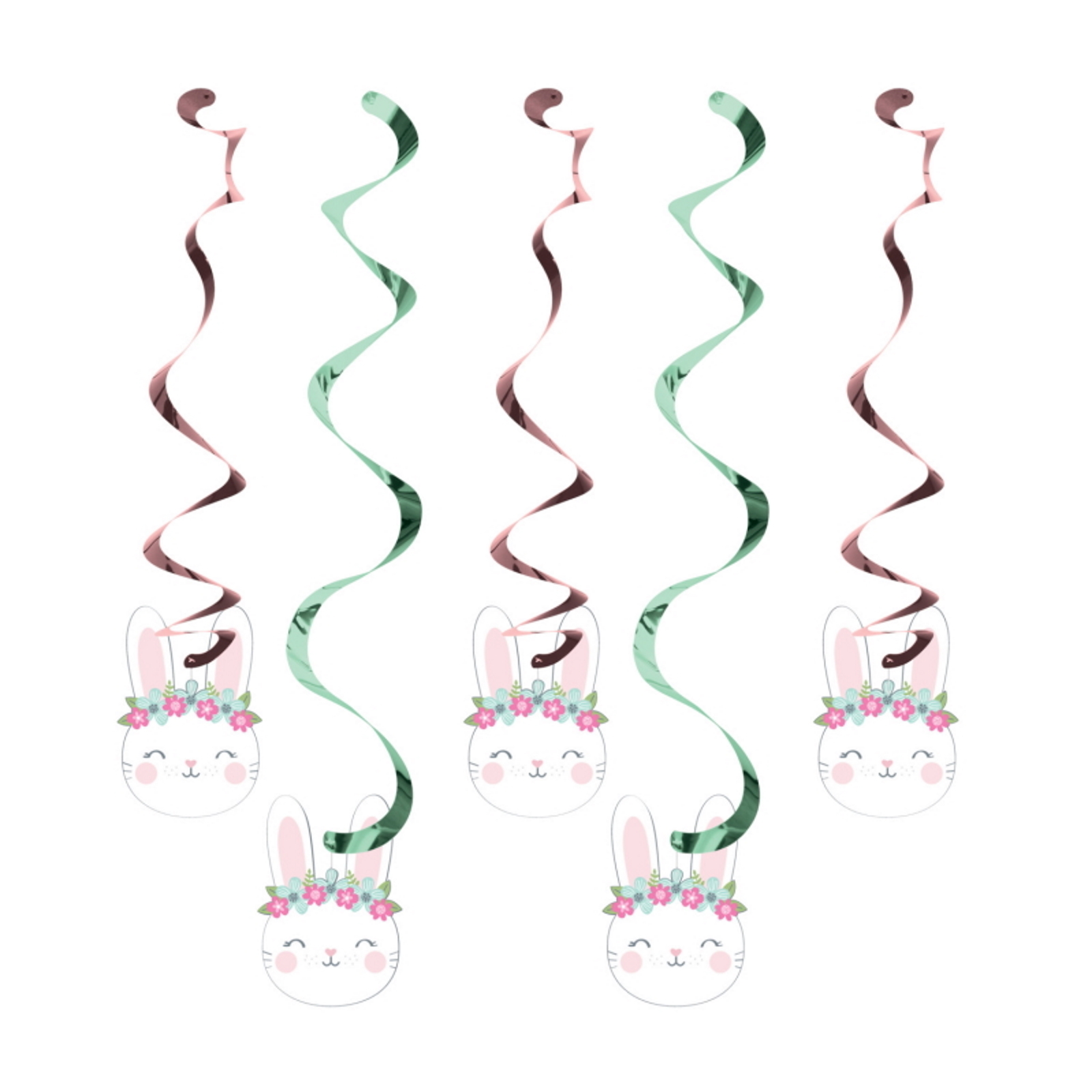 Floral Bunny Swirl Decorations (Pack of 5)