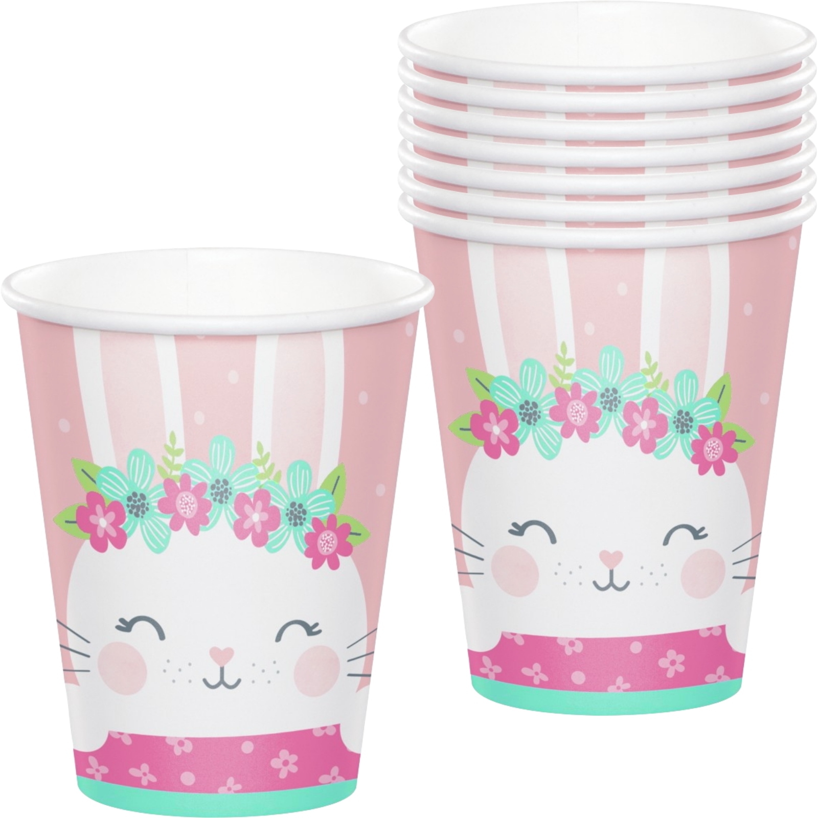 Floral Bunny Paper Cups (Pack of 8)