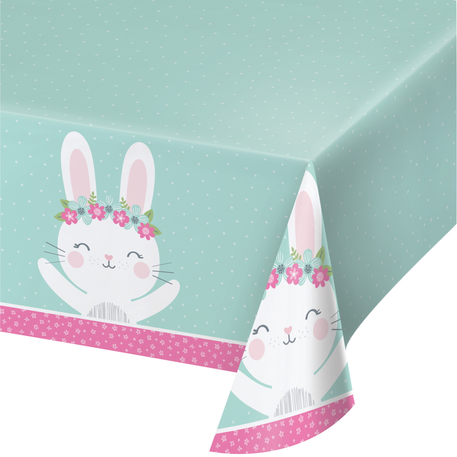 Floral Bunny Plastic Tablecloth