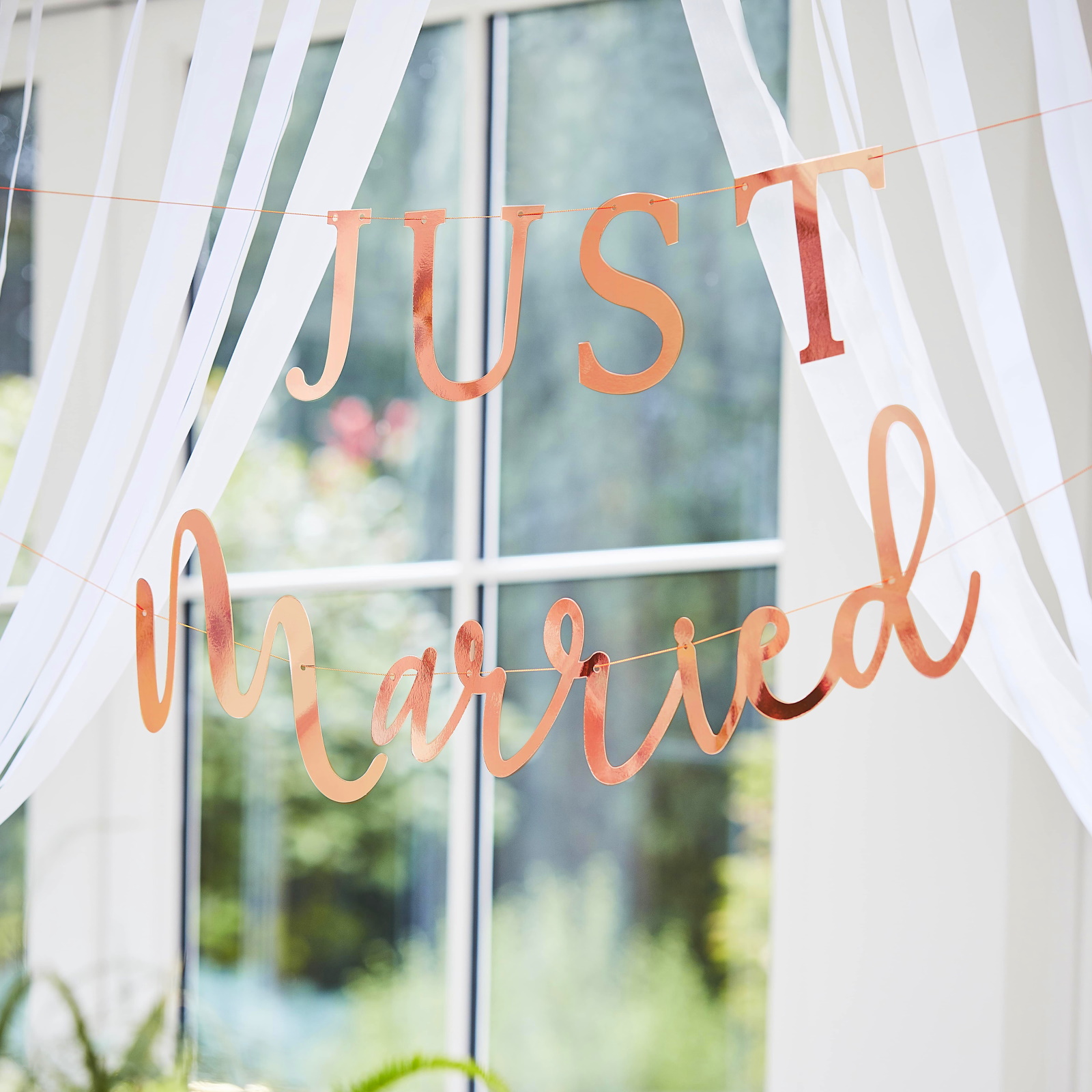 Ginger Ray Botanical Just Married Rose Gold Letter Banner 