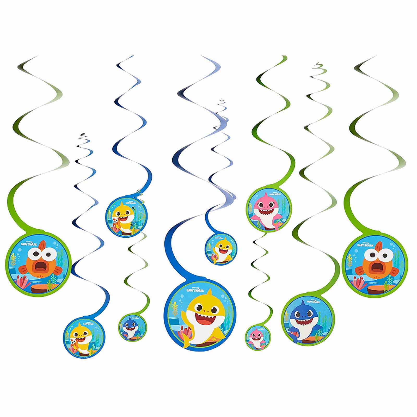 Baby Shark Swirl Decorations (Pack of 12)