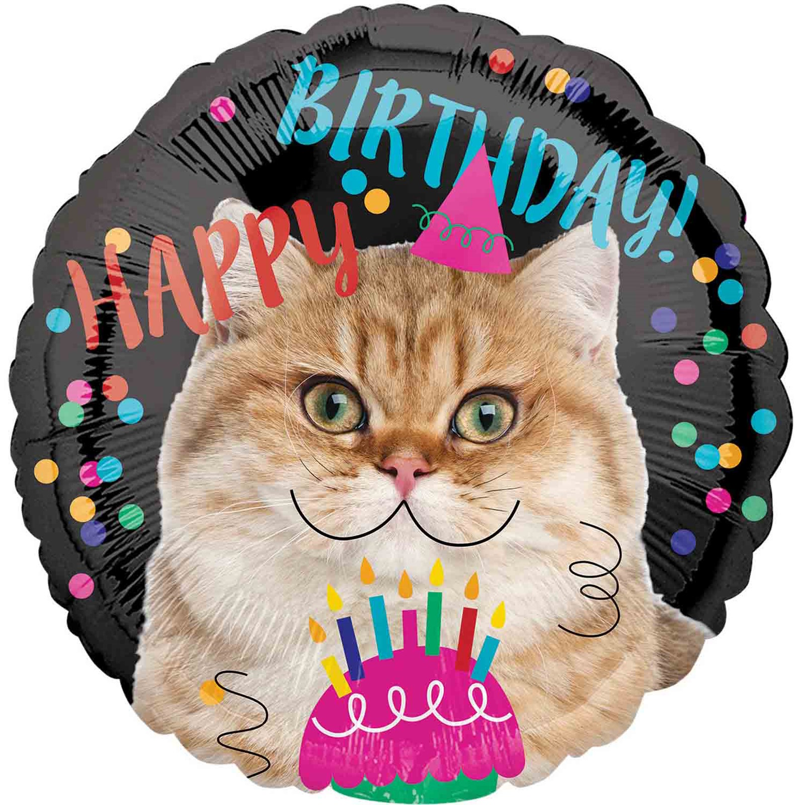 Happy Birthday Cat Foil Helium Balloon