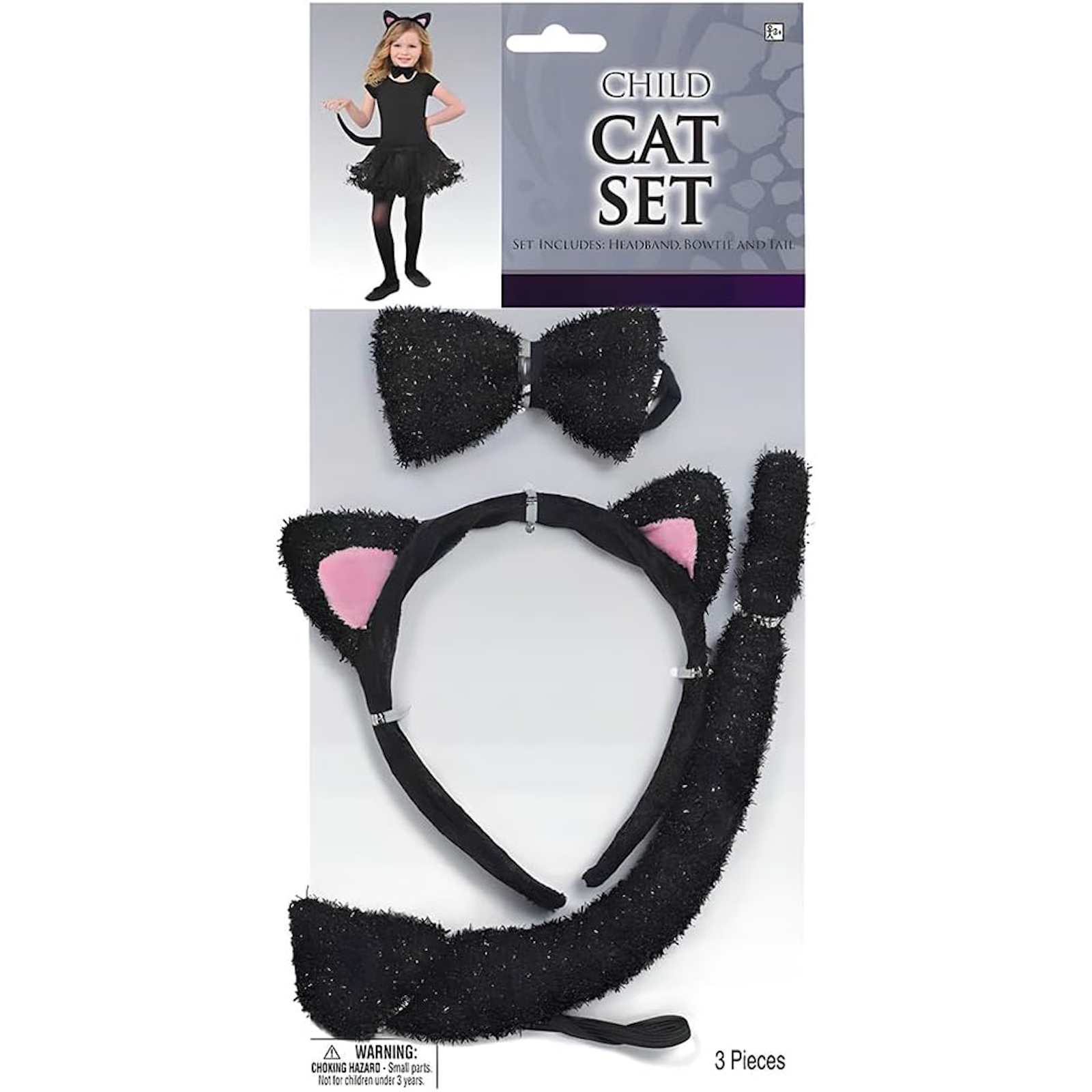 Cat Ears, Tail & Bow Tie Childs Costume Accessory Set