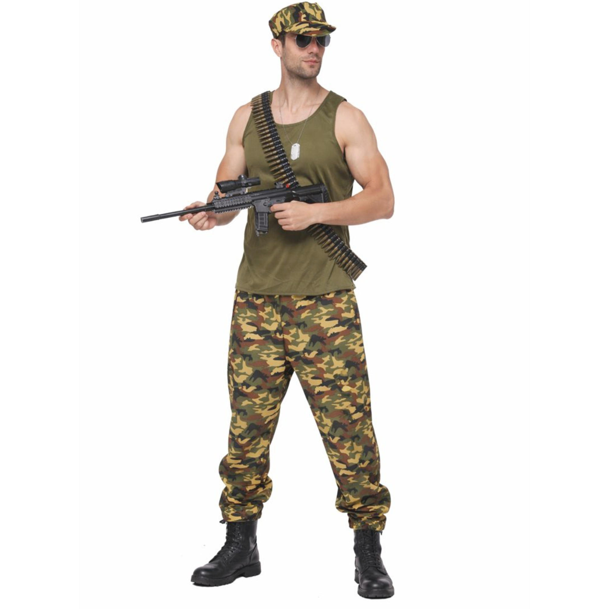 Men's Camo Soldier Costume Large