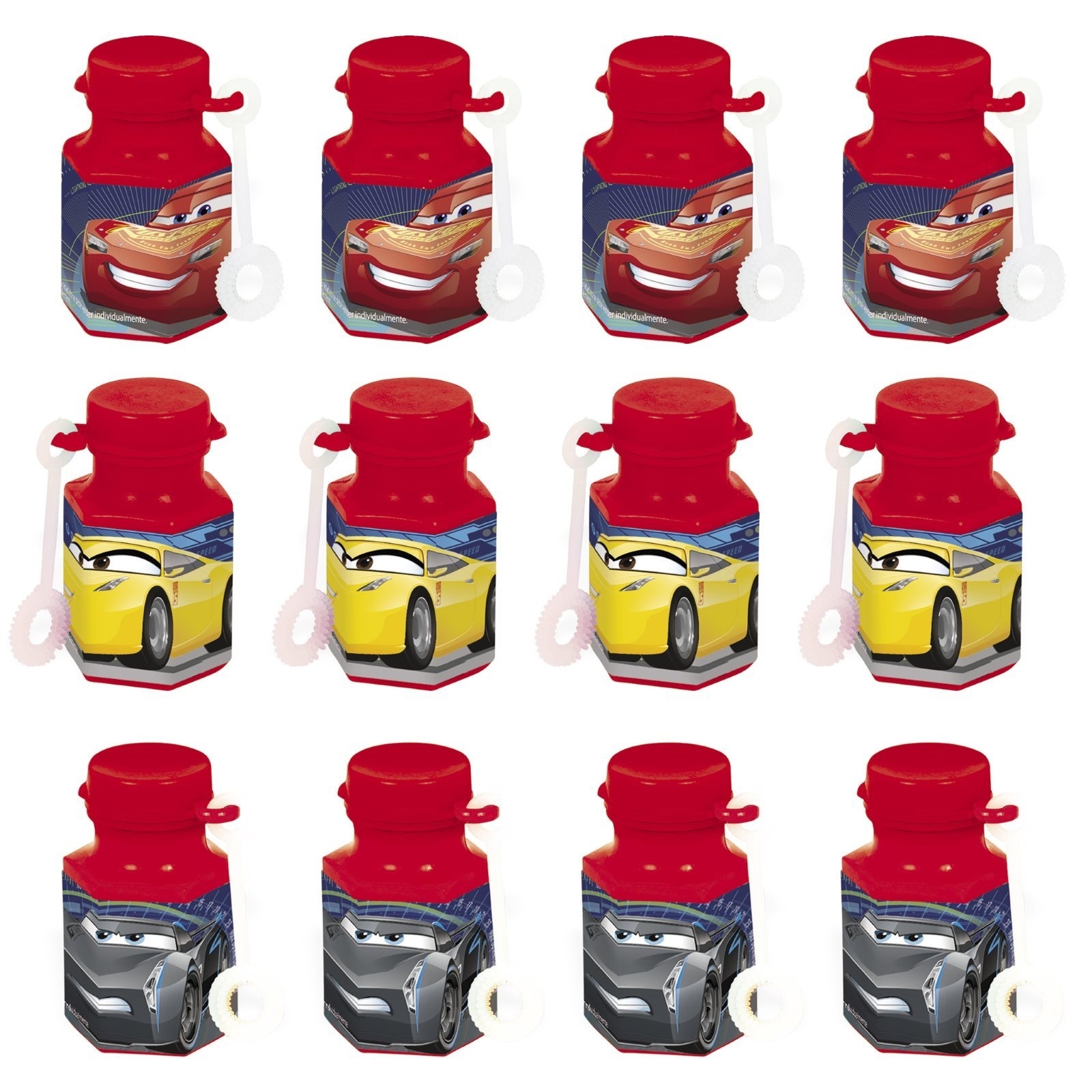 Cars 3 Mini Bubble Bottles (Pack of 12)