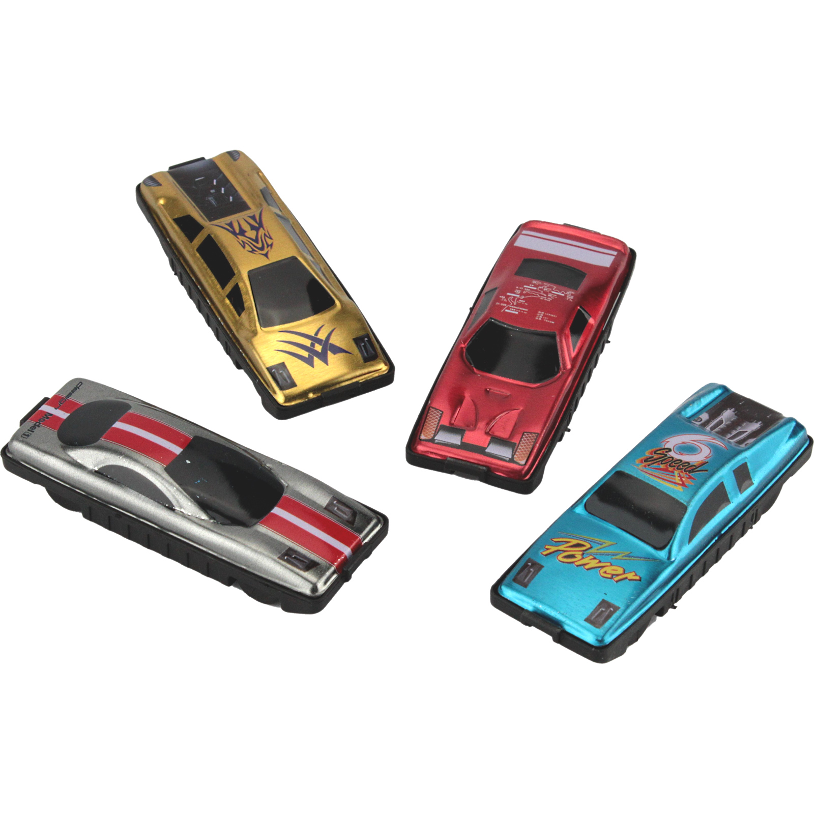 Plastic Coloured Racing Cars (Pack of 4)