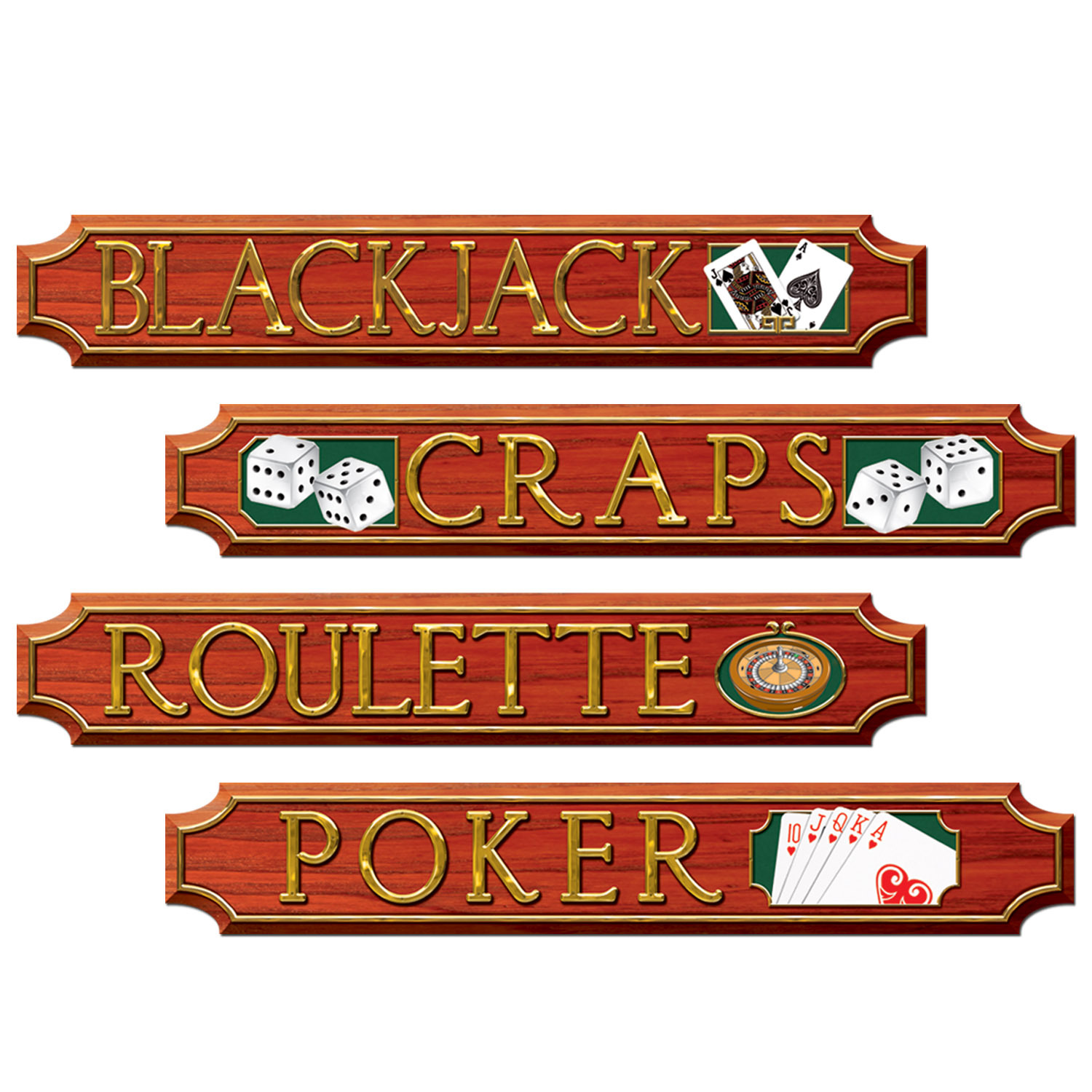 Casino Sign Decorations (Pack of 4)