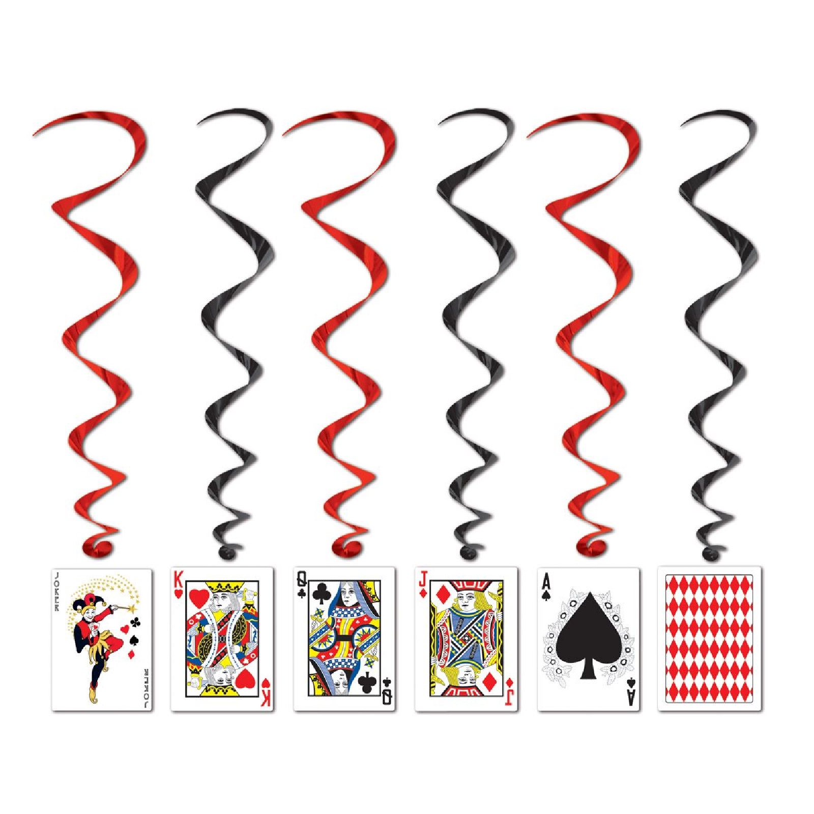 Vegas Playing Card Swirl Decorations (Pack of 5) 