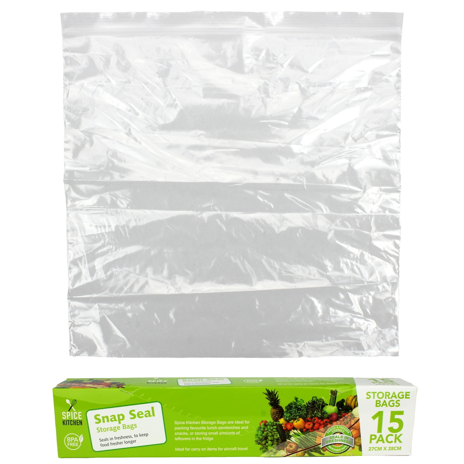 Zip Lock Food Storage Bags 27cm x 28cm (Pack of 15)