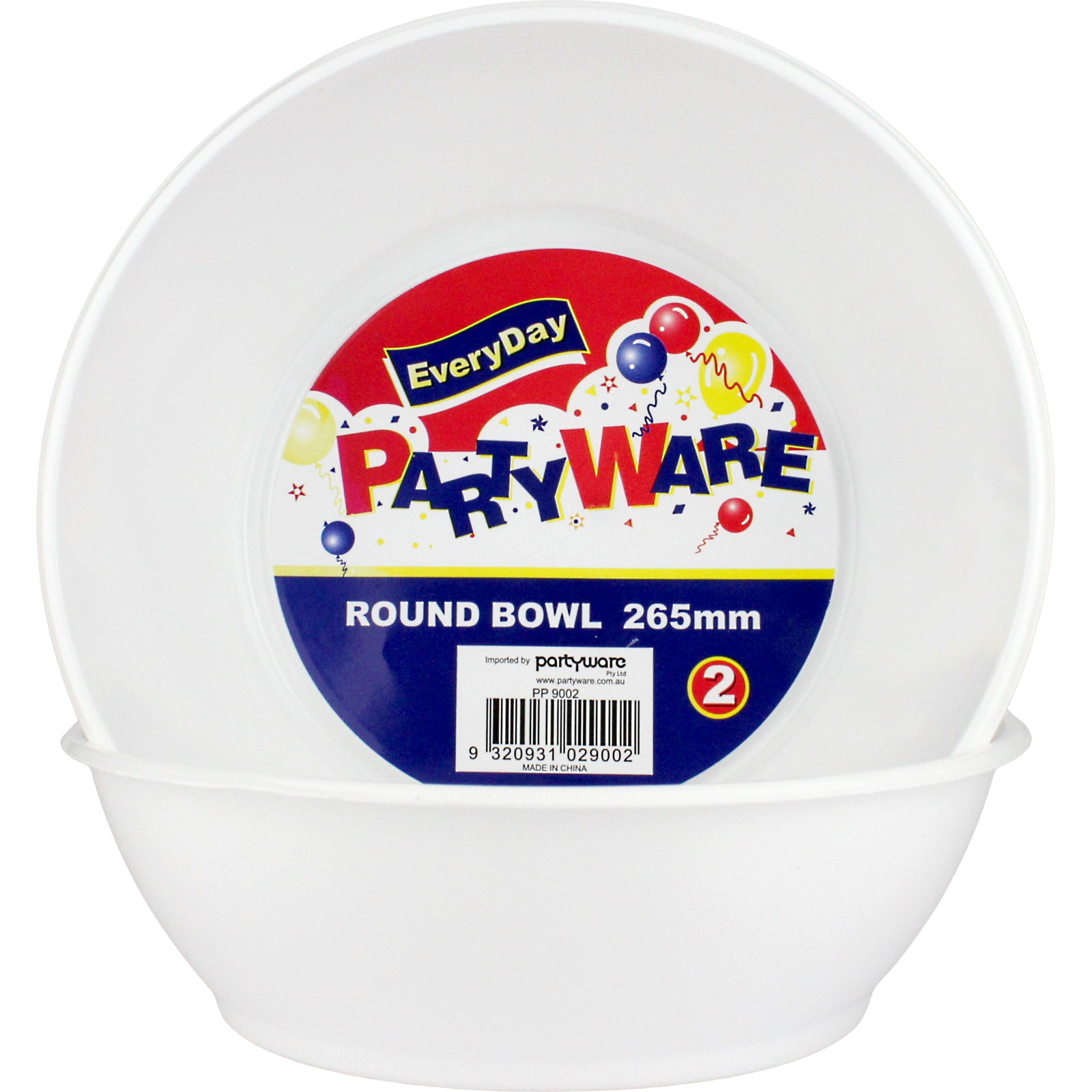 White Plastic Serving Bowls 26.5cm (Pack of 2)