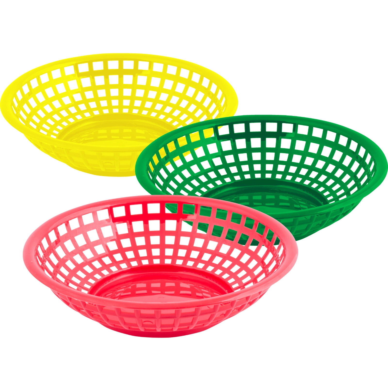 Assorted Round Plastic Snack Baskets (Pack of 3)