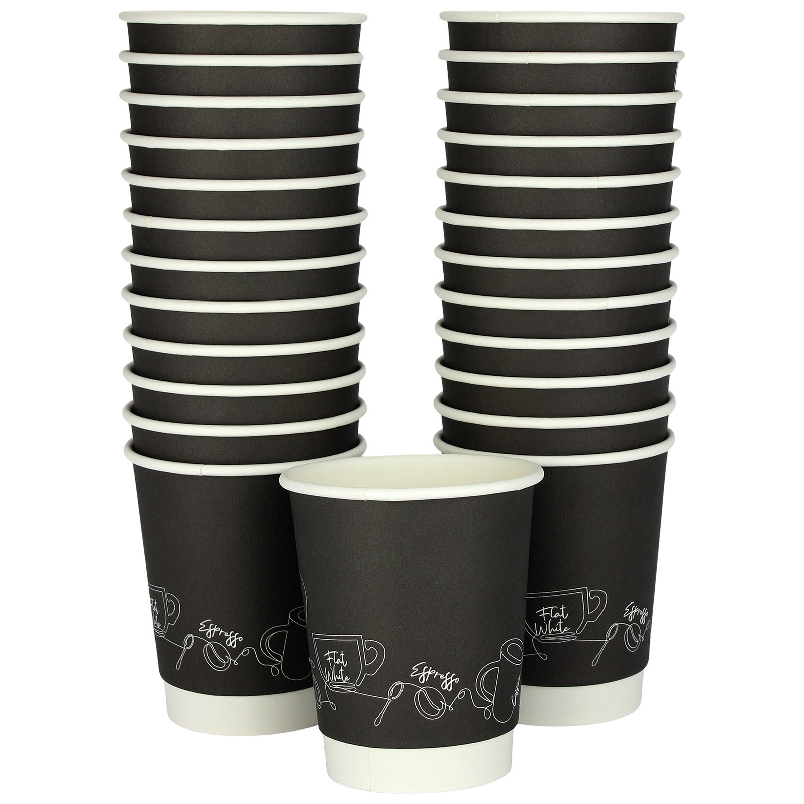 Black Double Wall Paper Coffee Cups 250ml (Pack of 25) 