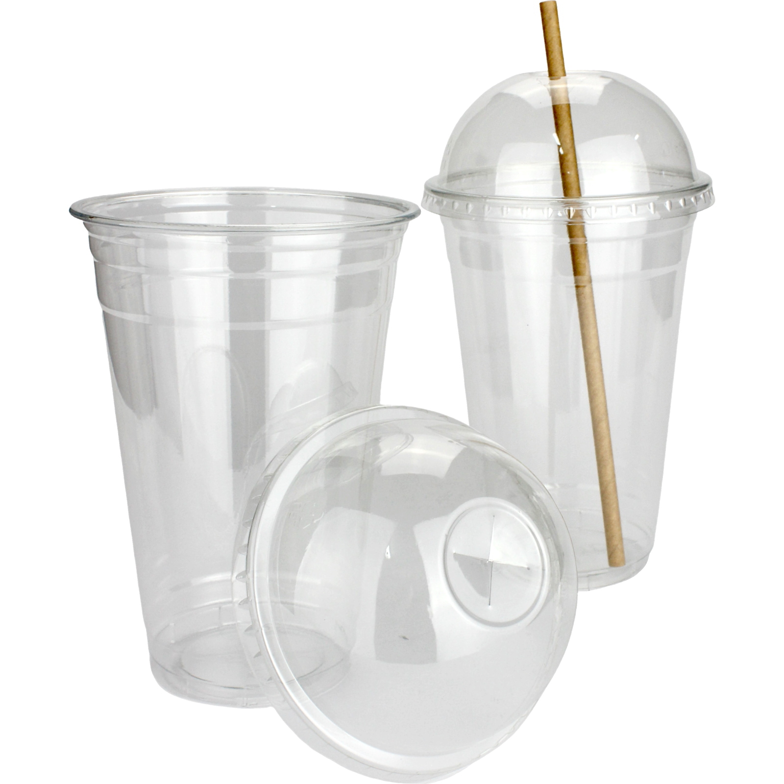 Plastic Smoothie Cups with Dome Lids (Pack of 25)