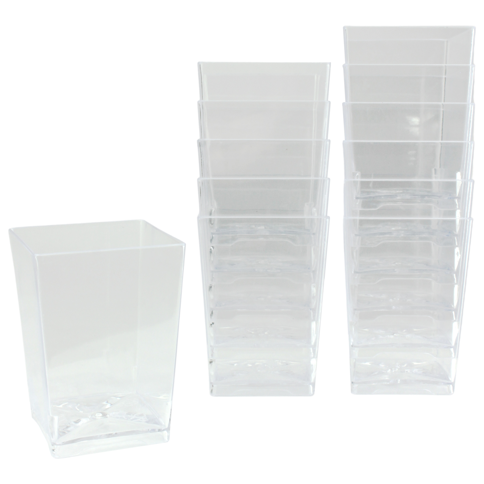 Clear Mini Plastic Square Dessert Cups 125ml (Pack of 12) 