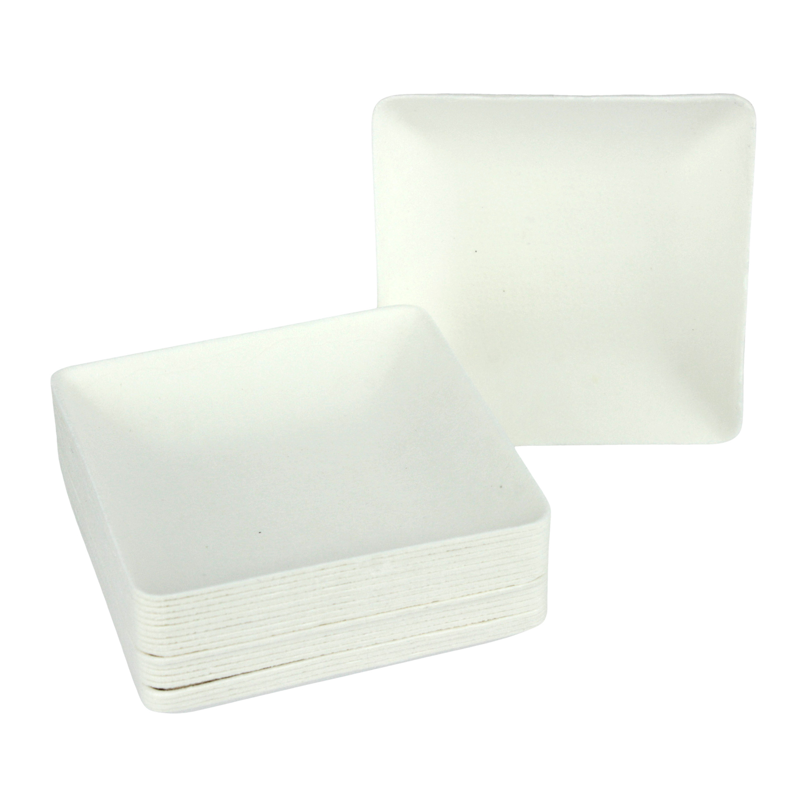 Earth Eco Mini White Square Sugar Cane Dishes 6.5cm (Pack of 20)