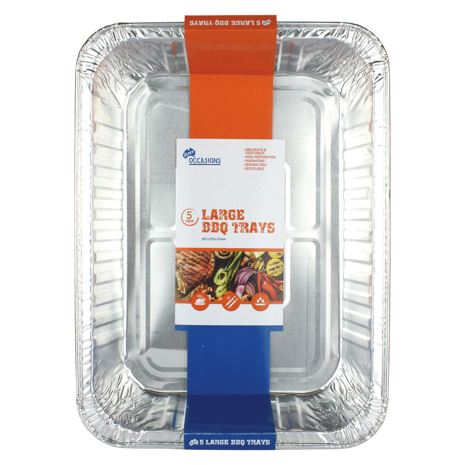Large Foil Trays 36.7cm x 27.3cm x 7.1cm (Pack of 5)