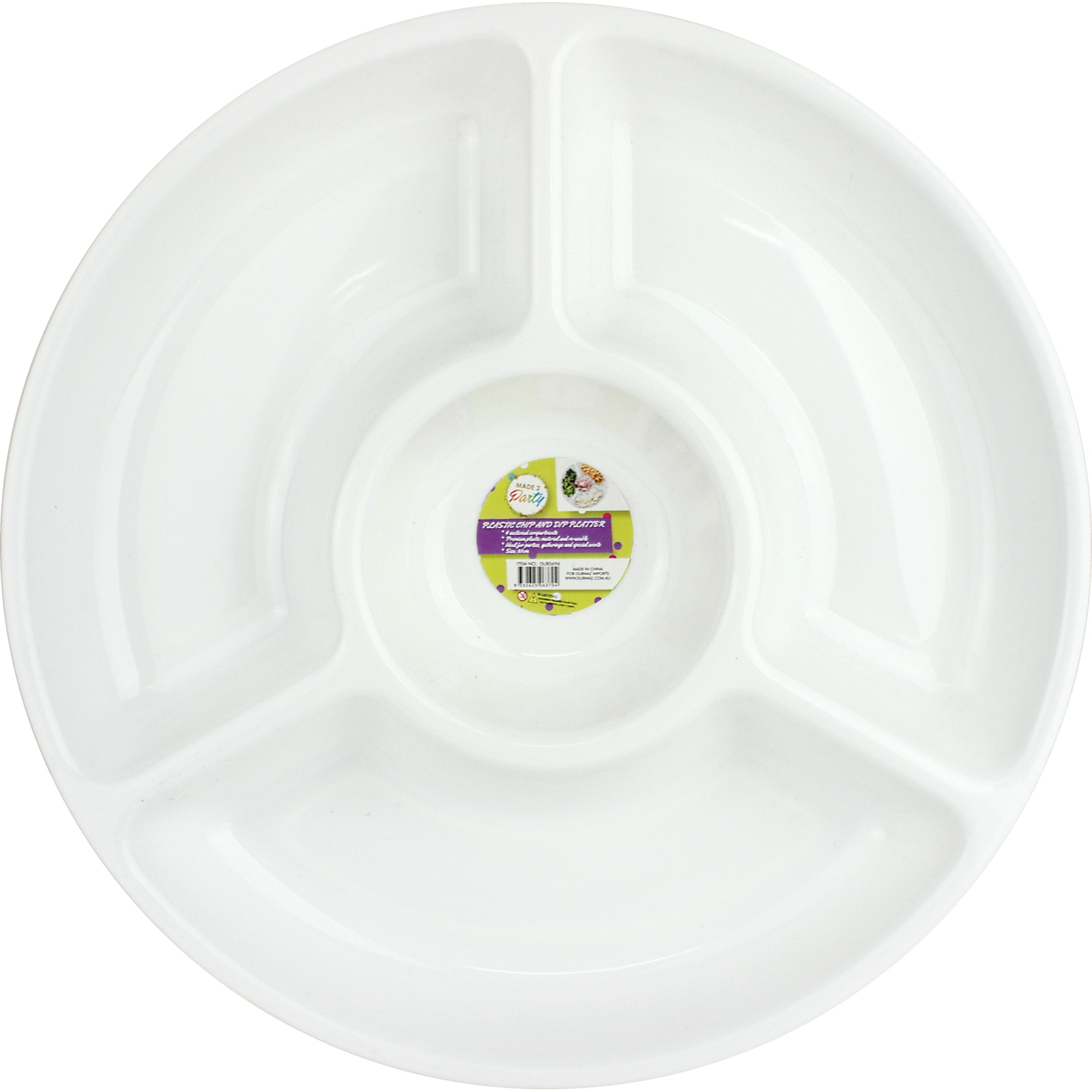 White Plastic Chip and Dip Platter 30cm