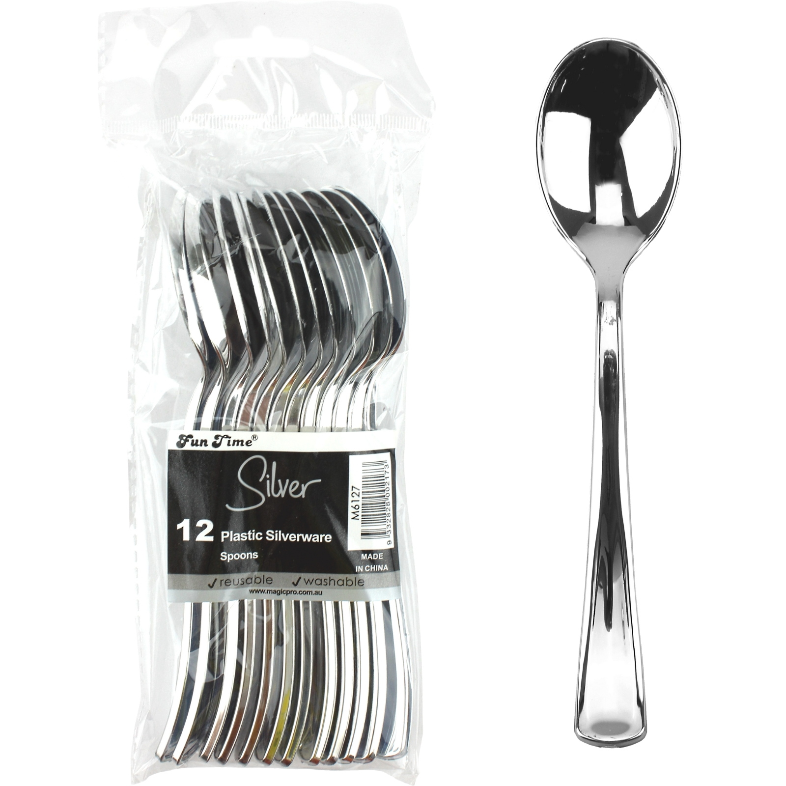 Silver Look Plastic Spoons (Pack of 12)