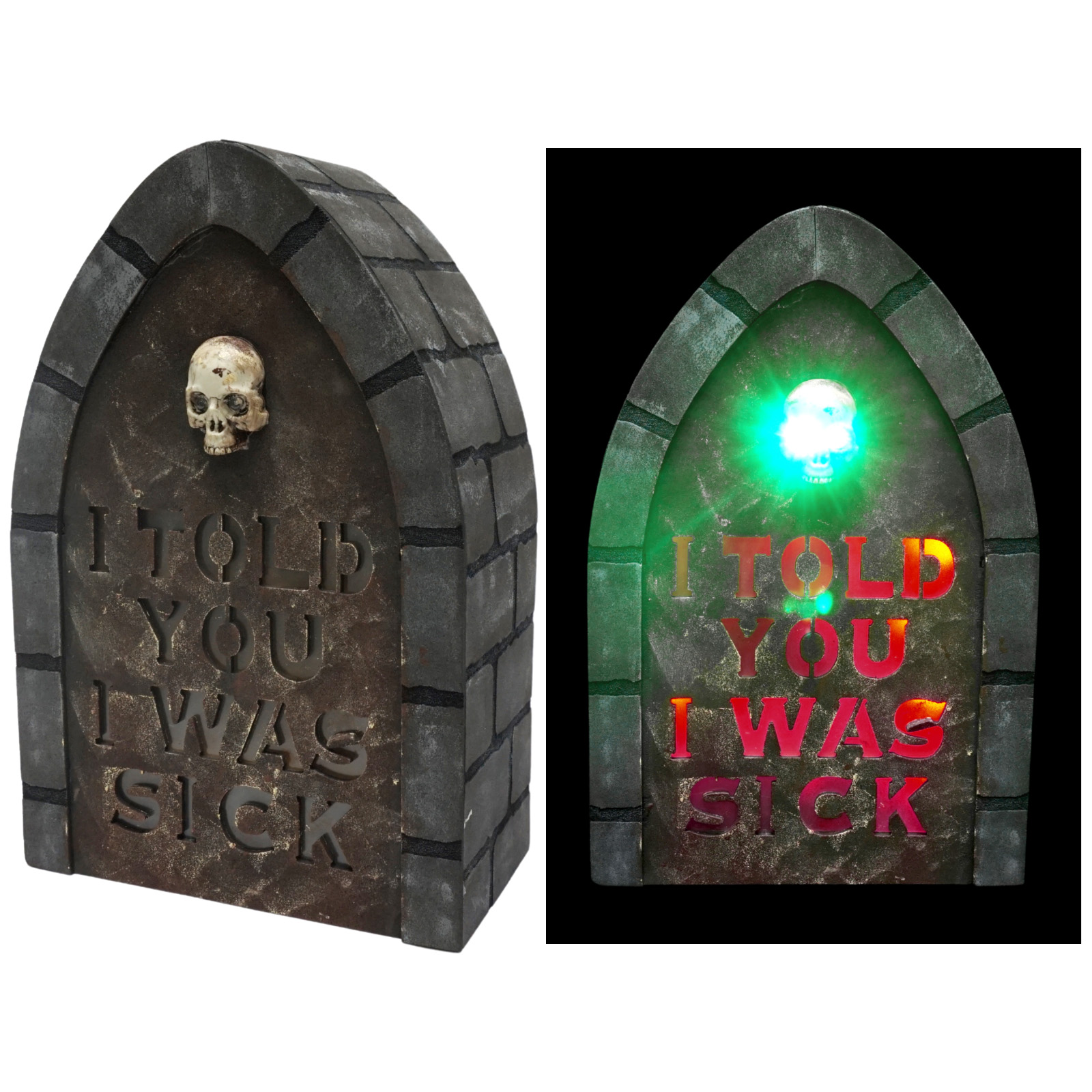 LED Light Up Cemetery Tombstone With Sound