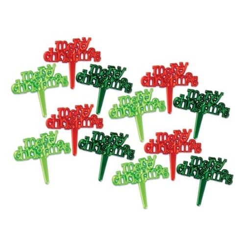 Merry Christmas Cupcake Picks (Pack of 12)