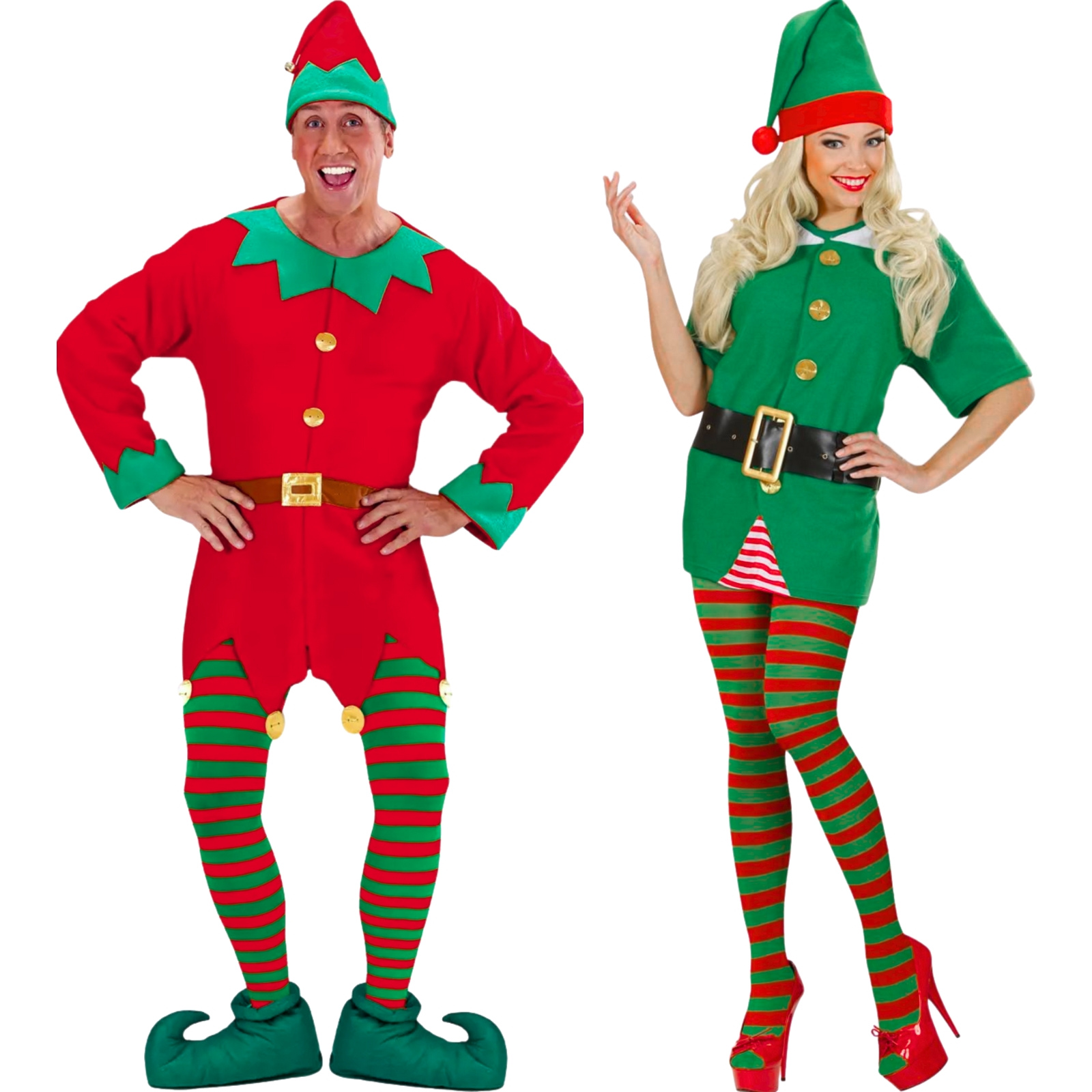 Adult Green and Red Striped Stockings