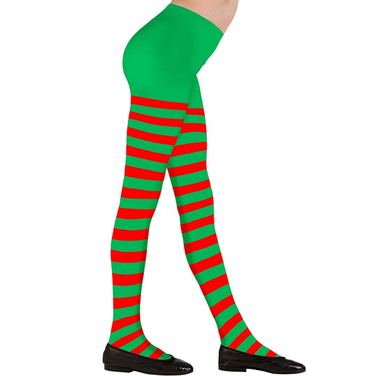 Kids Green and Red Striped Stockings 7-10 Years