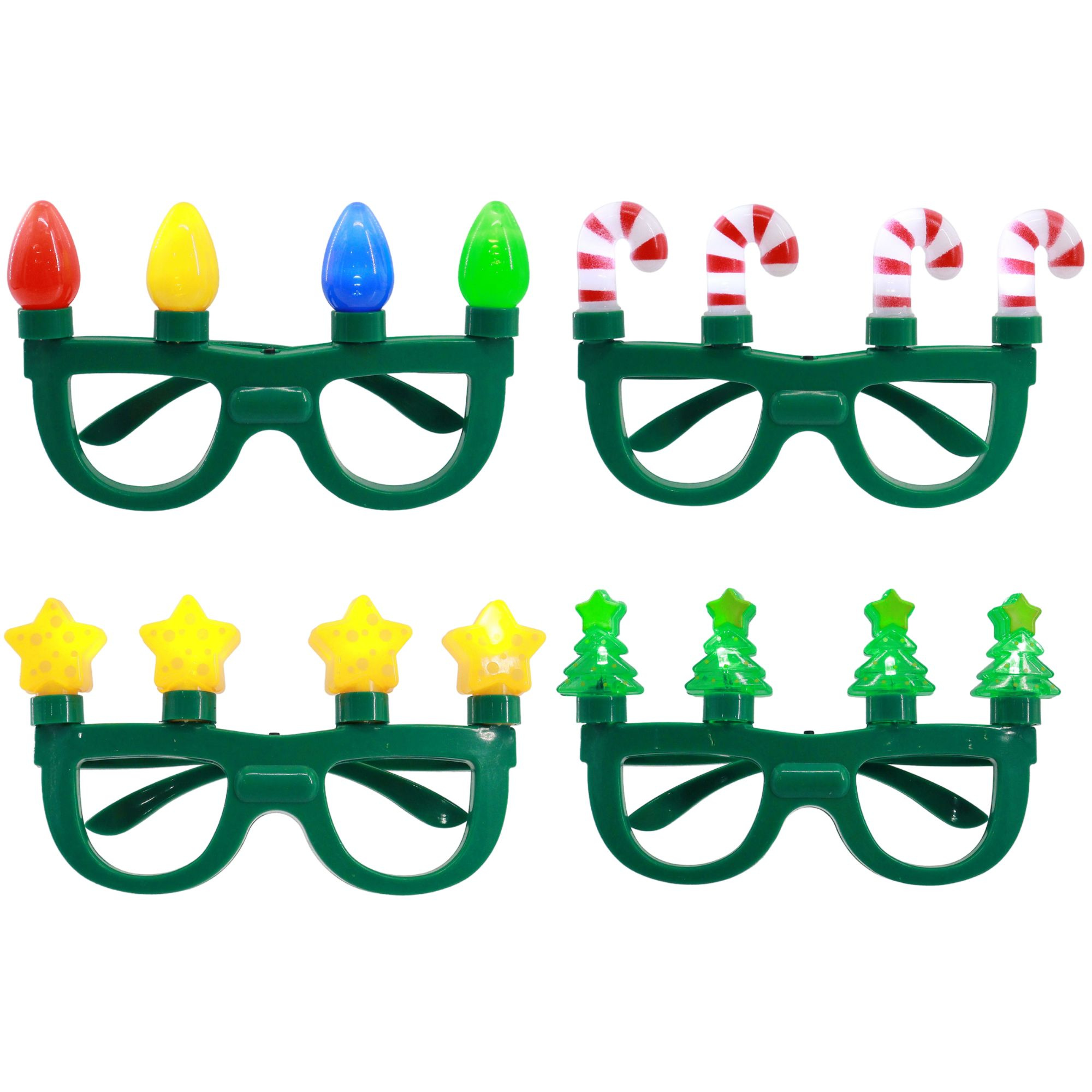 Light Up Flashing Christmas Party Glasses Assorted