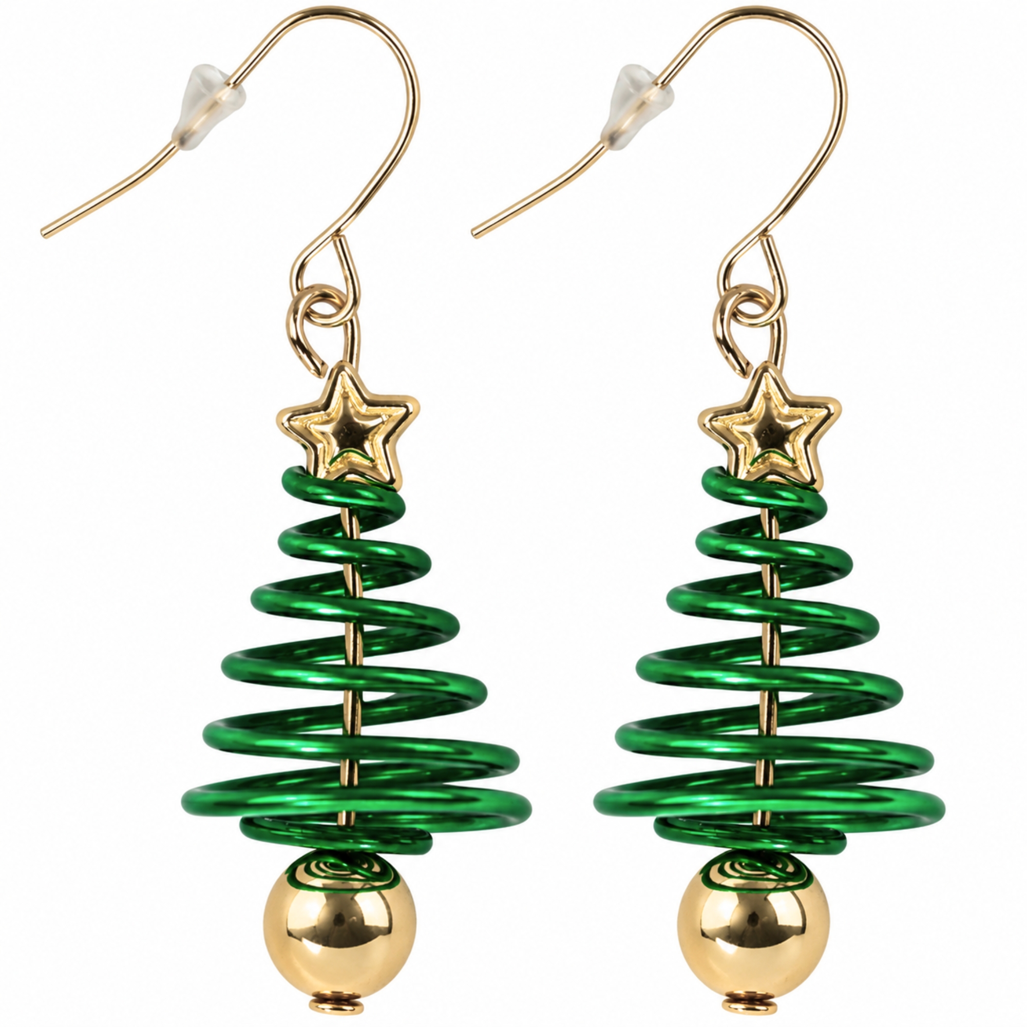 Green Christmas Tree Earrings 