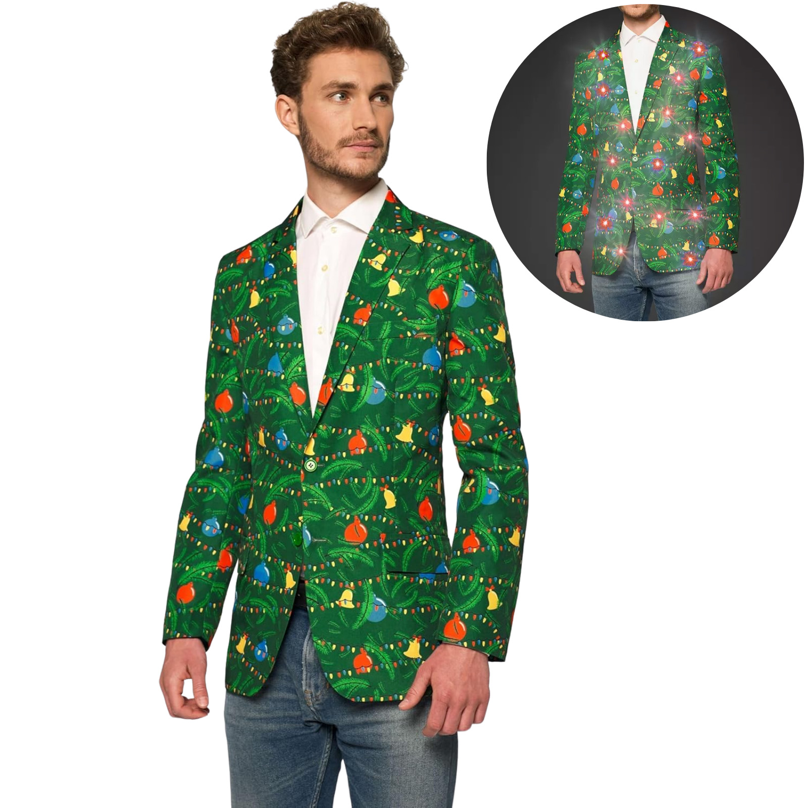 Suitmeister Men's Christmas Tree Light Up Jacket