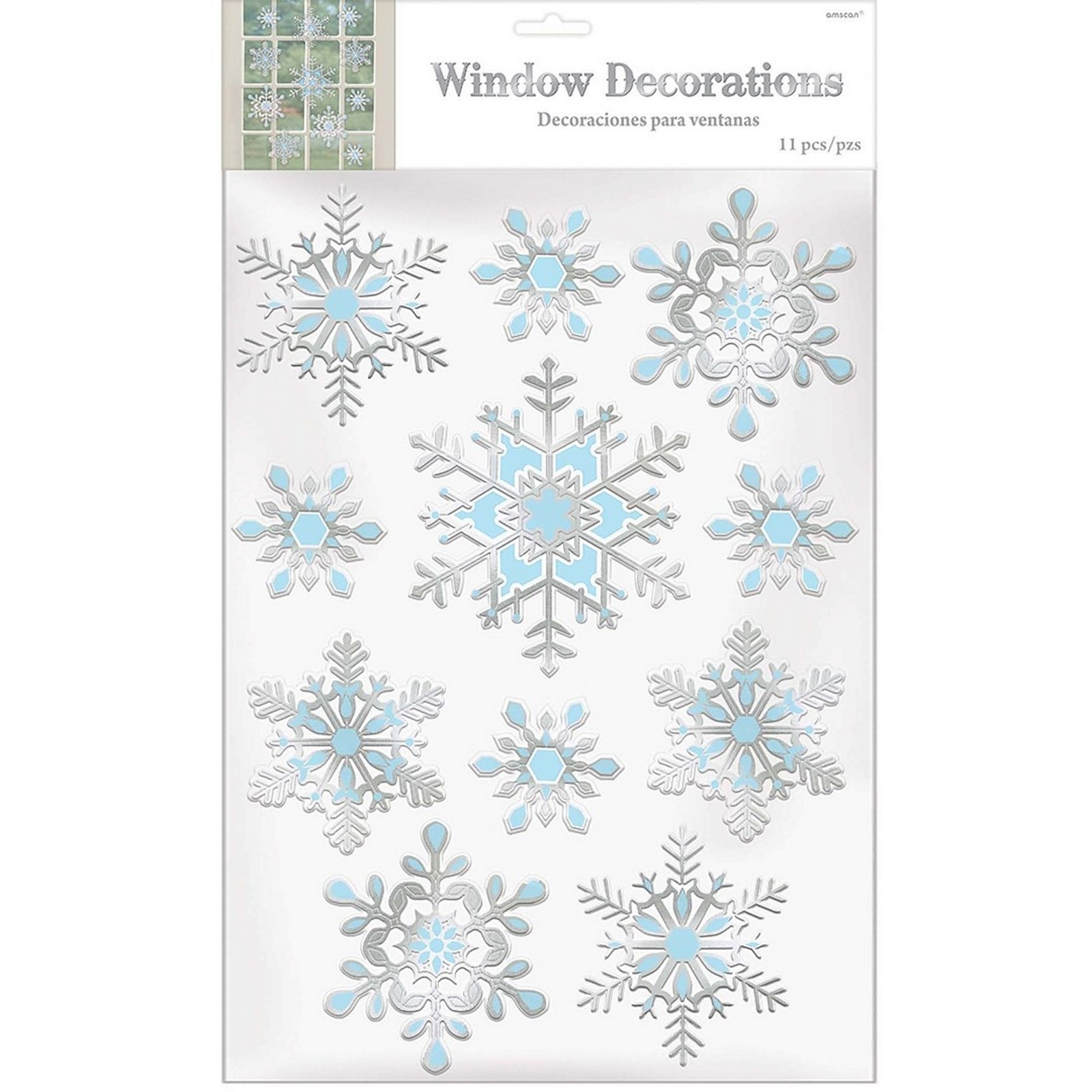 Holographic Snowflake Window Stickers (Pack of 11)