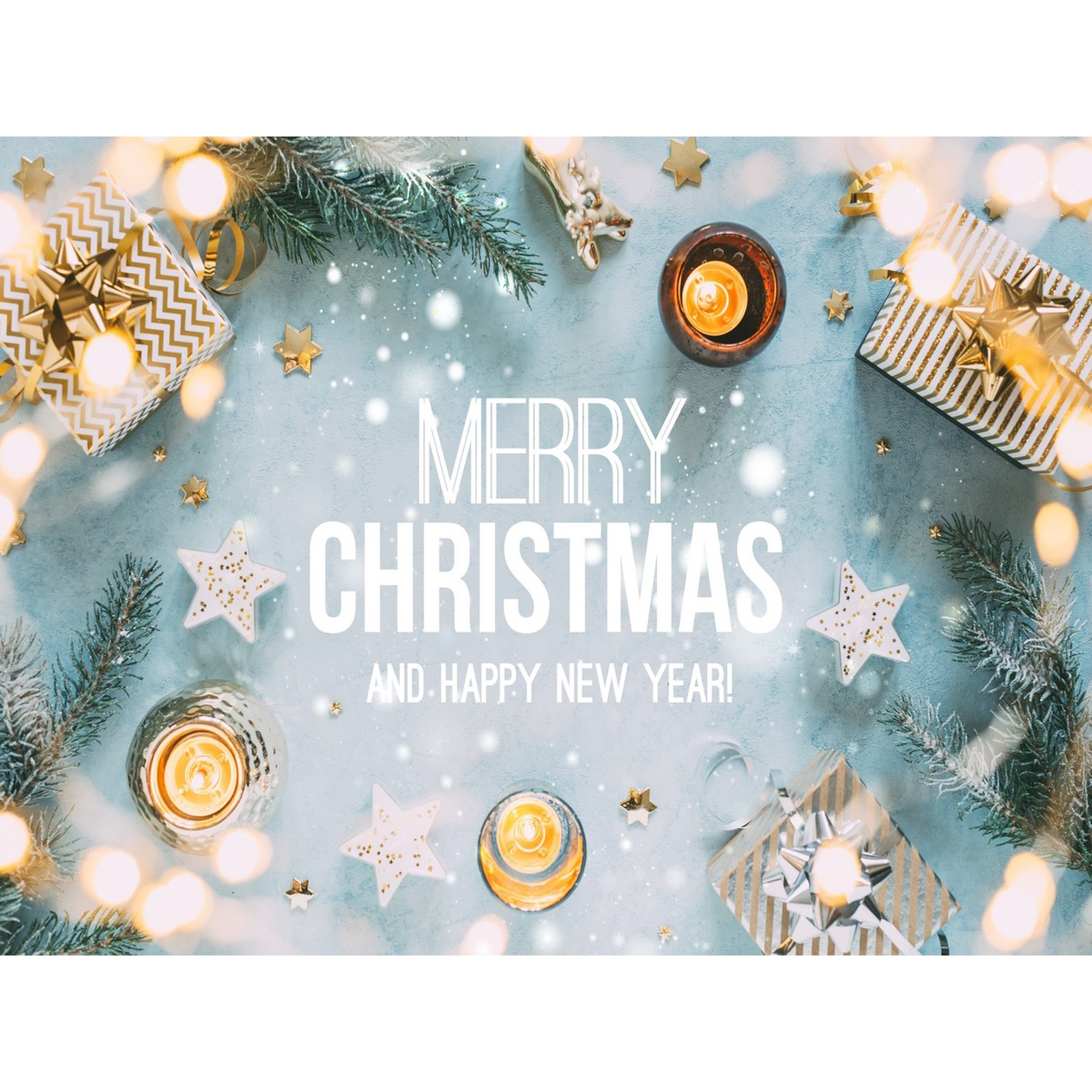 Elegant Merry Christmas and Happy New Year Fabric Backdrop