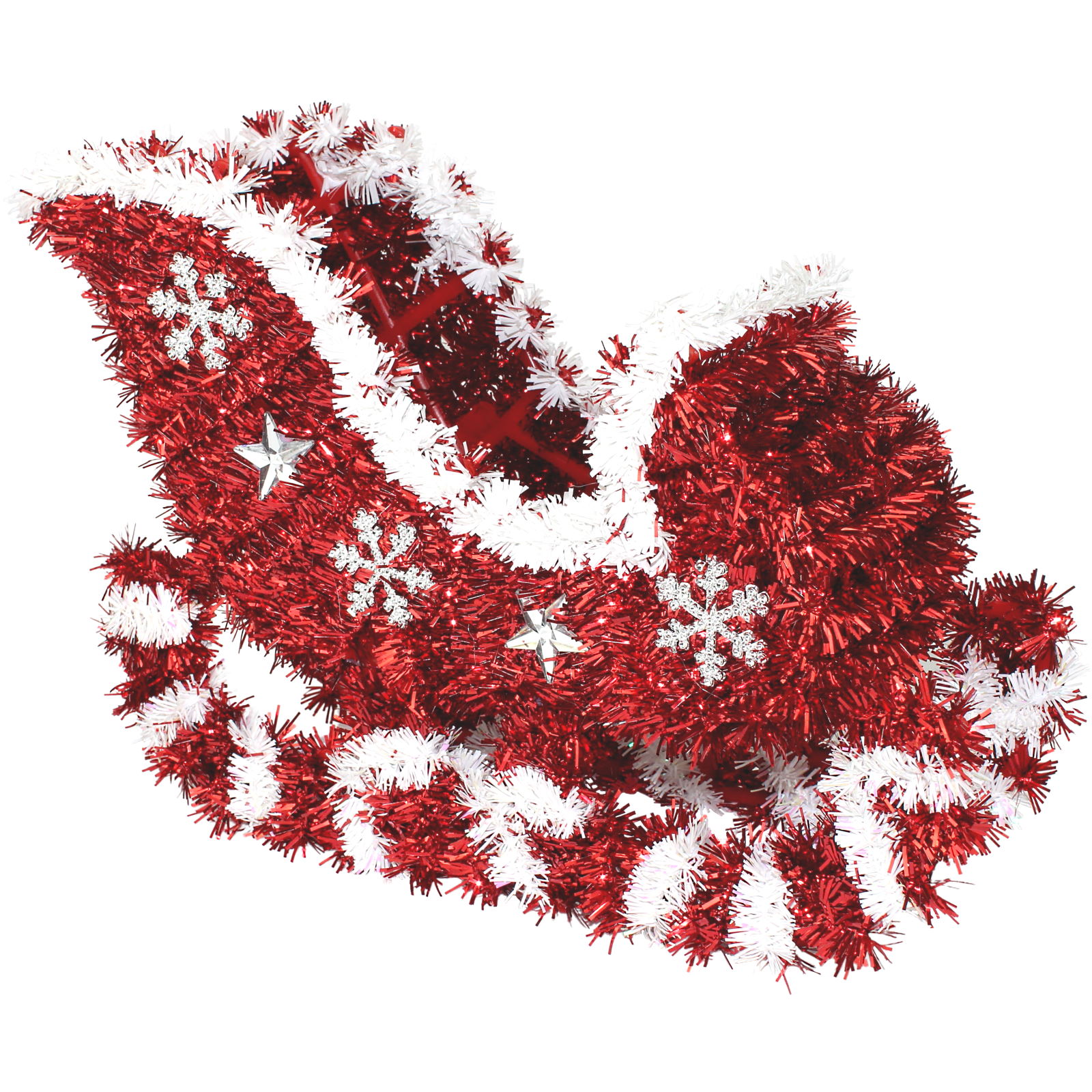 Red and White Tinsel Sleigh Tabletop Decoration 